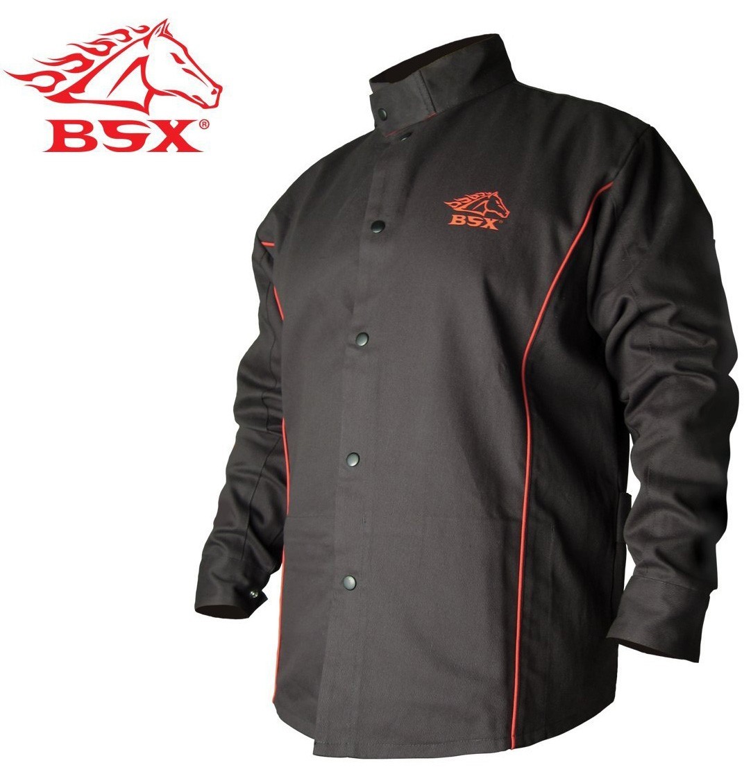 Black Stallion B9C BSX Contoured FR Cotton Welding Jacket Black/Red Small