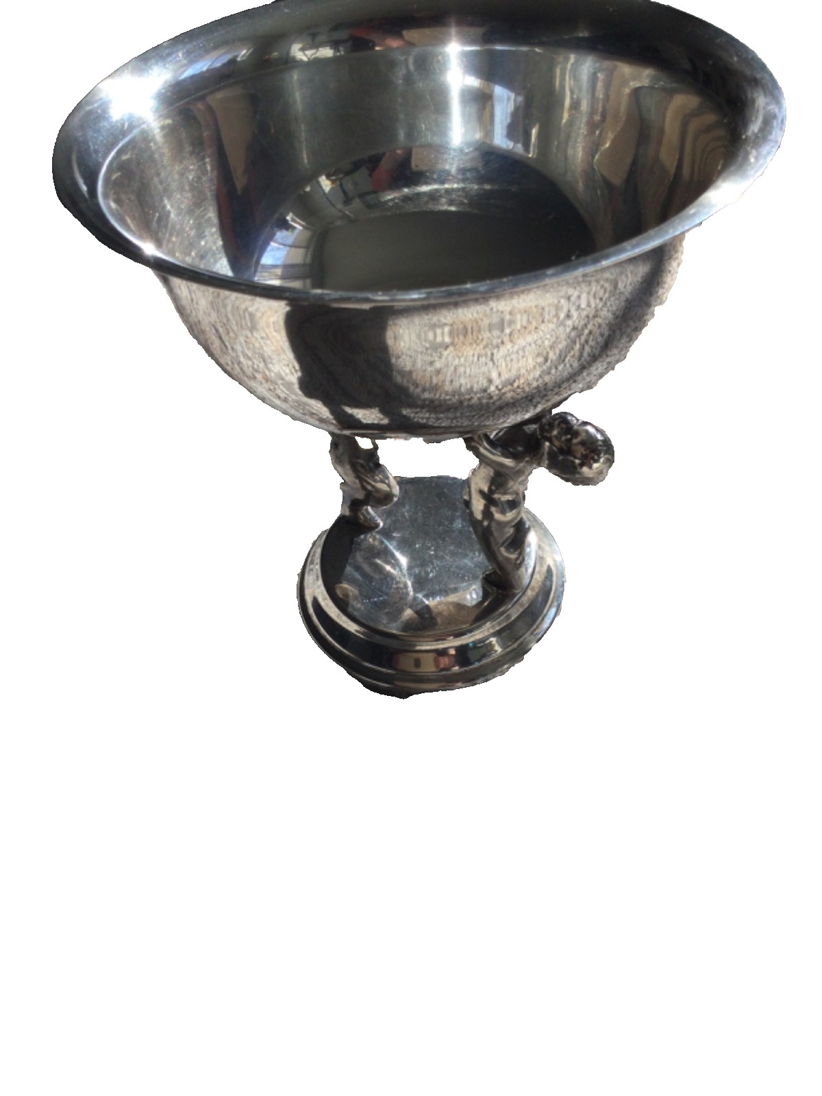 Vintage 1958 Lehman Bros Silver Plated Pedestal Cupids Compote Dish