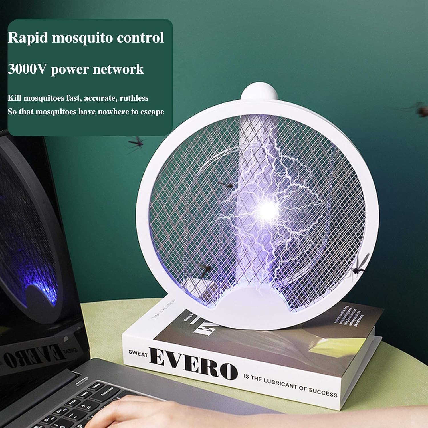 Electric Fly Swatter,Bug Zapper Racket Indoor Rechargeable,Mosquitoes Trap Lamp