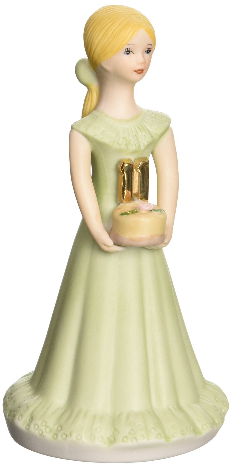 Enesco Growing Up Girls "Blonde Age 11" Figurine, 5.5", Porcelain, Light Green
