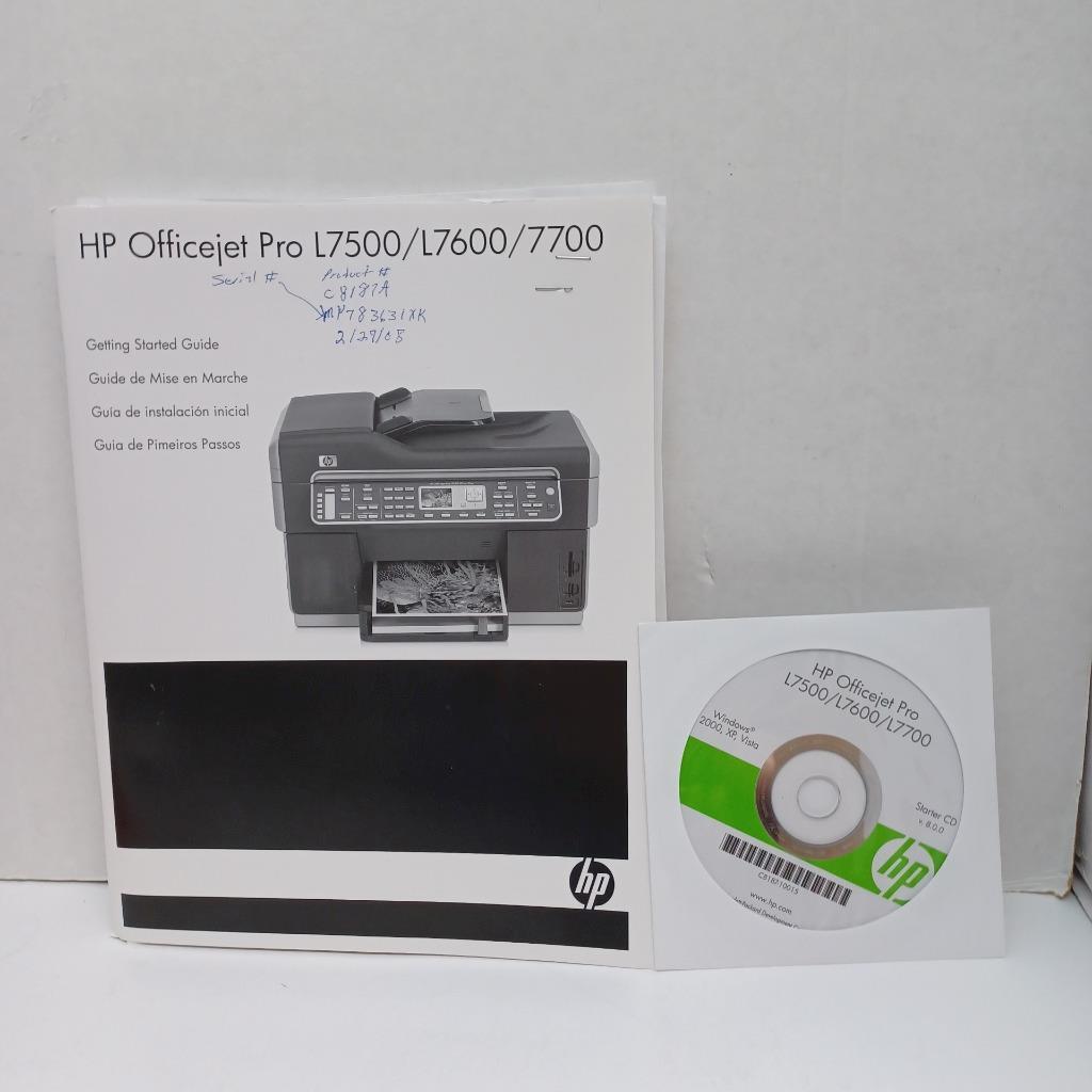 HP Officejet Pro Printer L7500/L7600/7700 Instruction Manual + CD