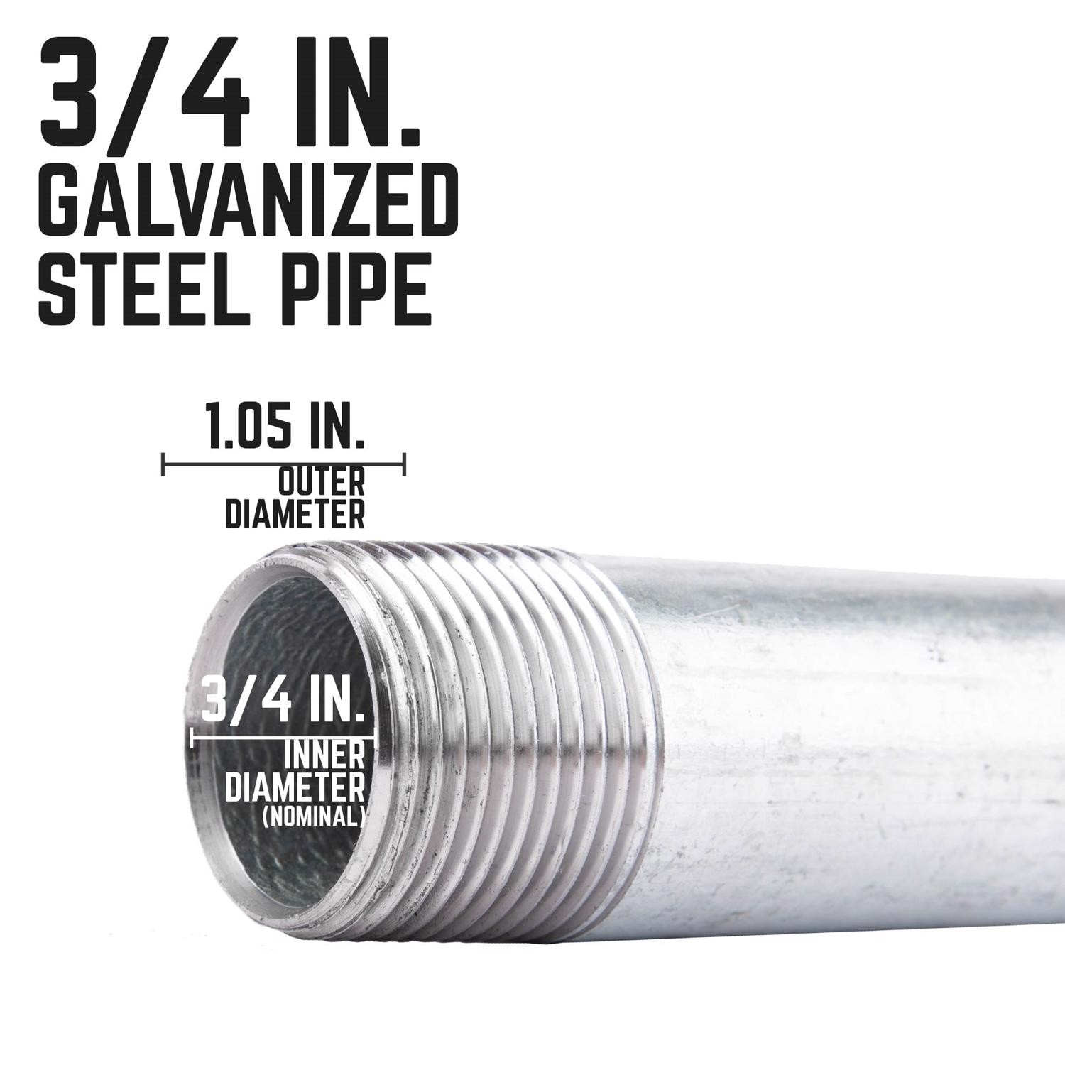 BK Products 564-100AH Malleable Black Galvanized Steel Nipple 3/4 MPT x 10 in.