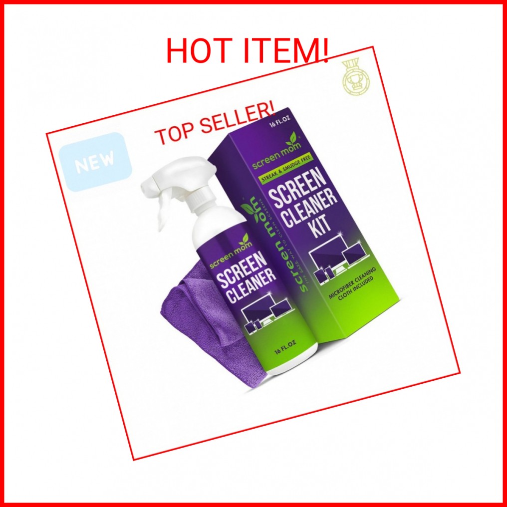 Screen Mom Screen Cleaner Spray and Microfiber Cloth 16oz Screen Cleaner Spray