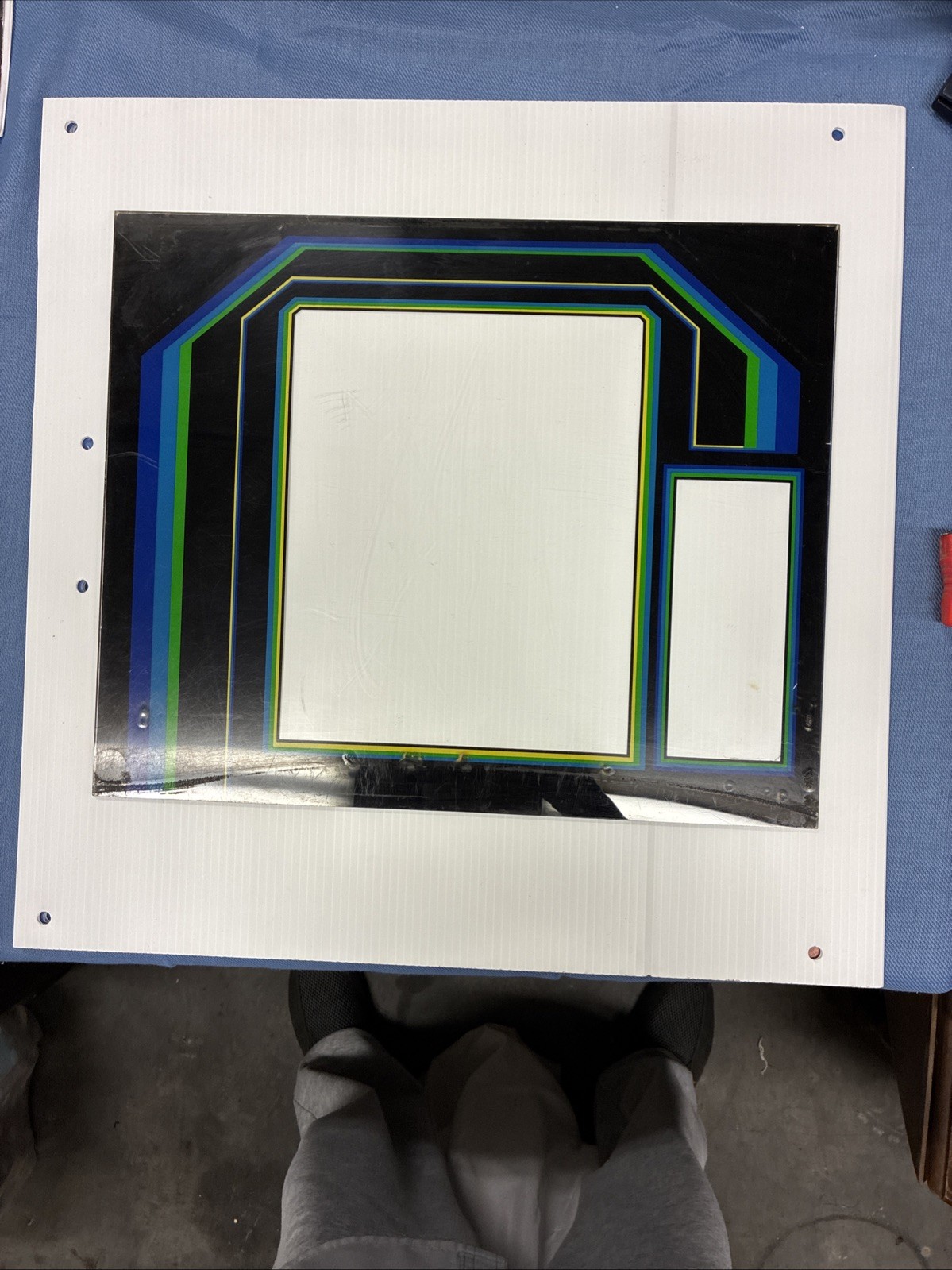 Old arcade plexi bezel 19.25x 15.75” Scratched Burned By Cigs Needs Restored.