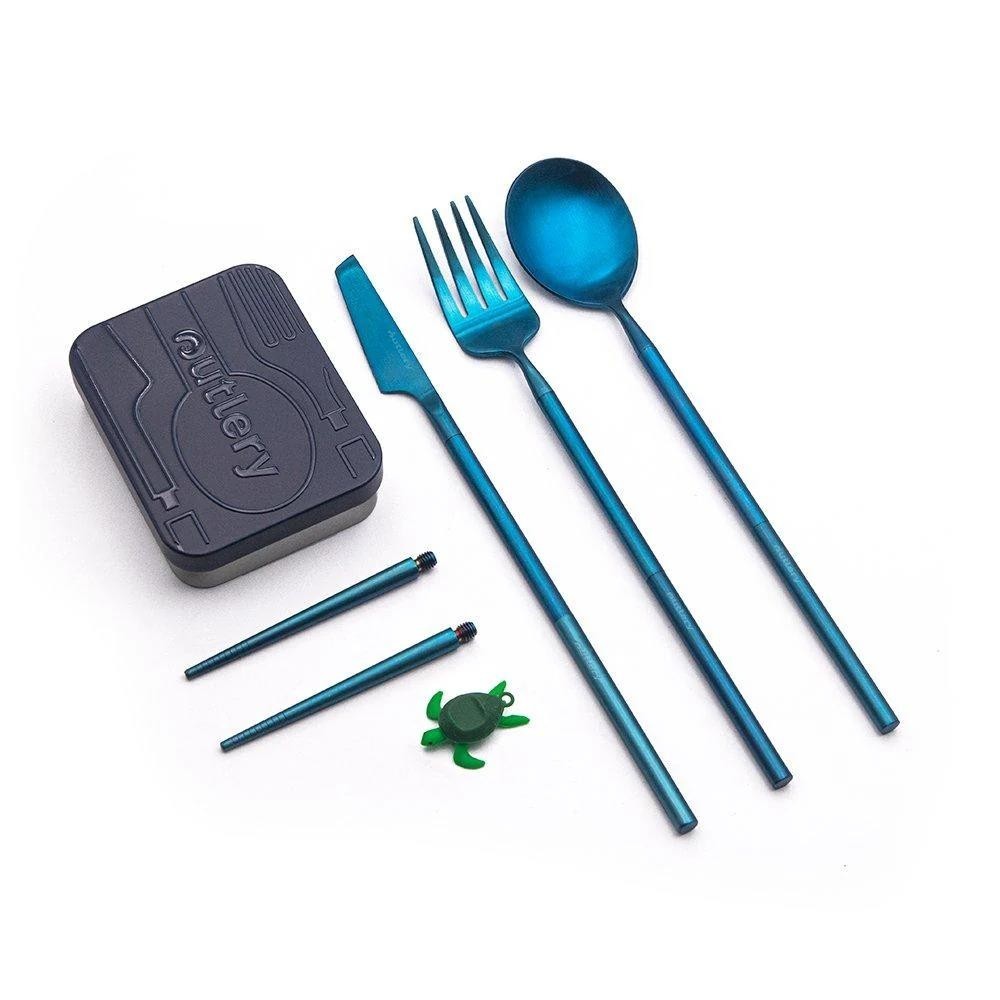 TWO PACK - Outlery Portable & Reusable Stainless Steel Travel Cutlery Sets