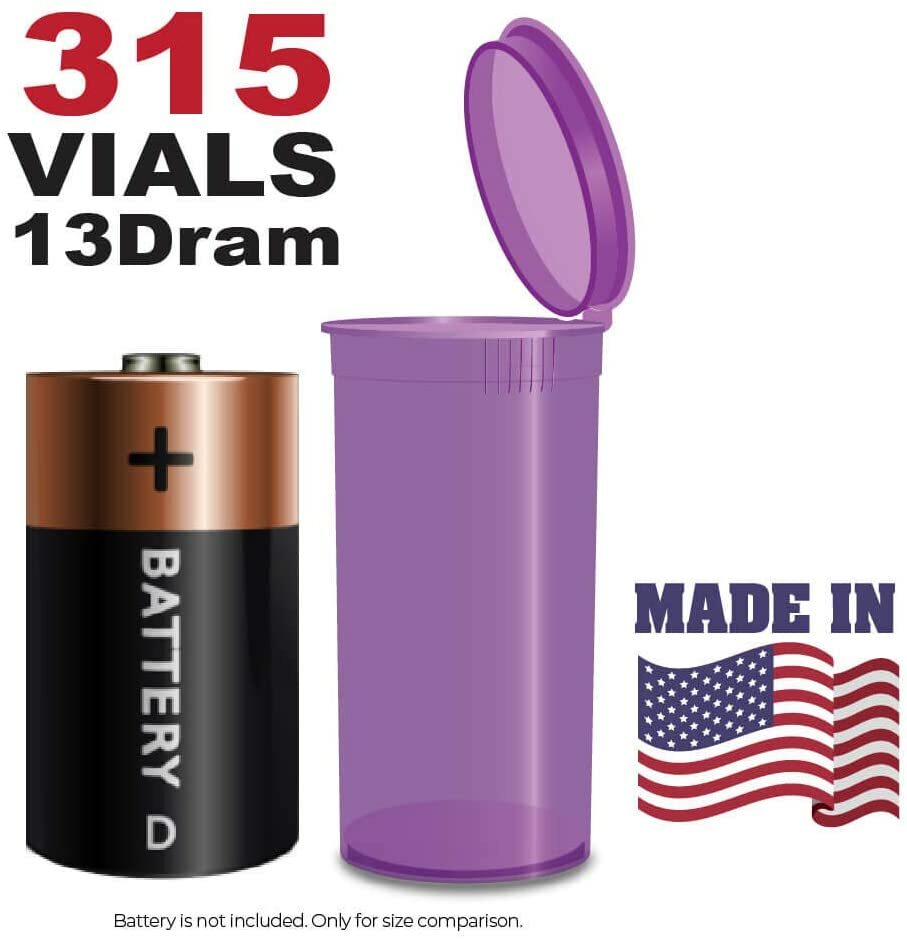 315 Translucent Violet Vials - 13 DRAM Pop Top Bottle - Smell Proof Containers