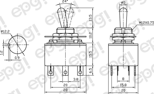 5 PACK - DPDT (ON/ON) STANDARD DUTY TOGGLE SWITCH 4AMP-125V # DP3-5PK