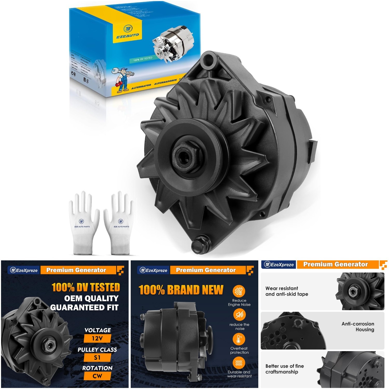 120A Upgraded 1 Wire GM Alternator Self Exciting High Output SBC BBC ADR0335