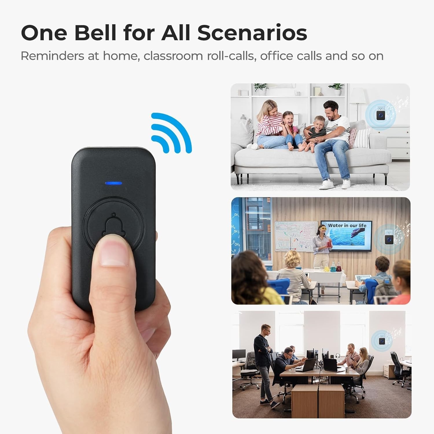 Waterproof Wireless Doorbell with 60 Chimes and Adjustable Volume - Easy Install