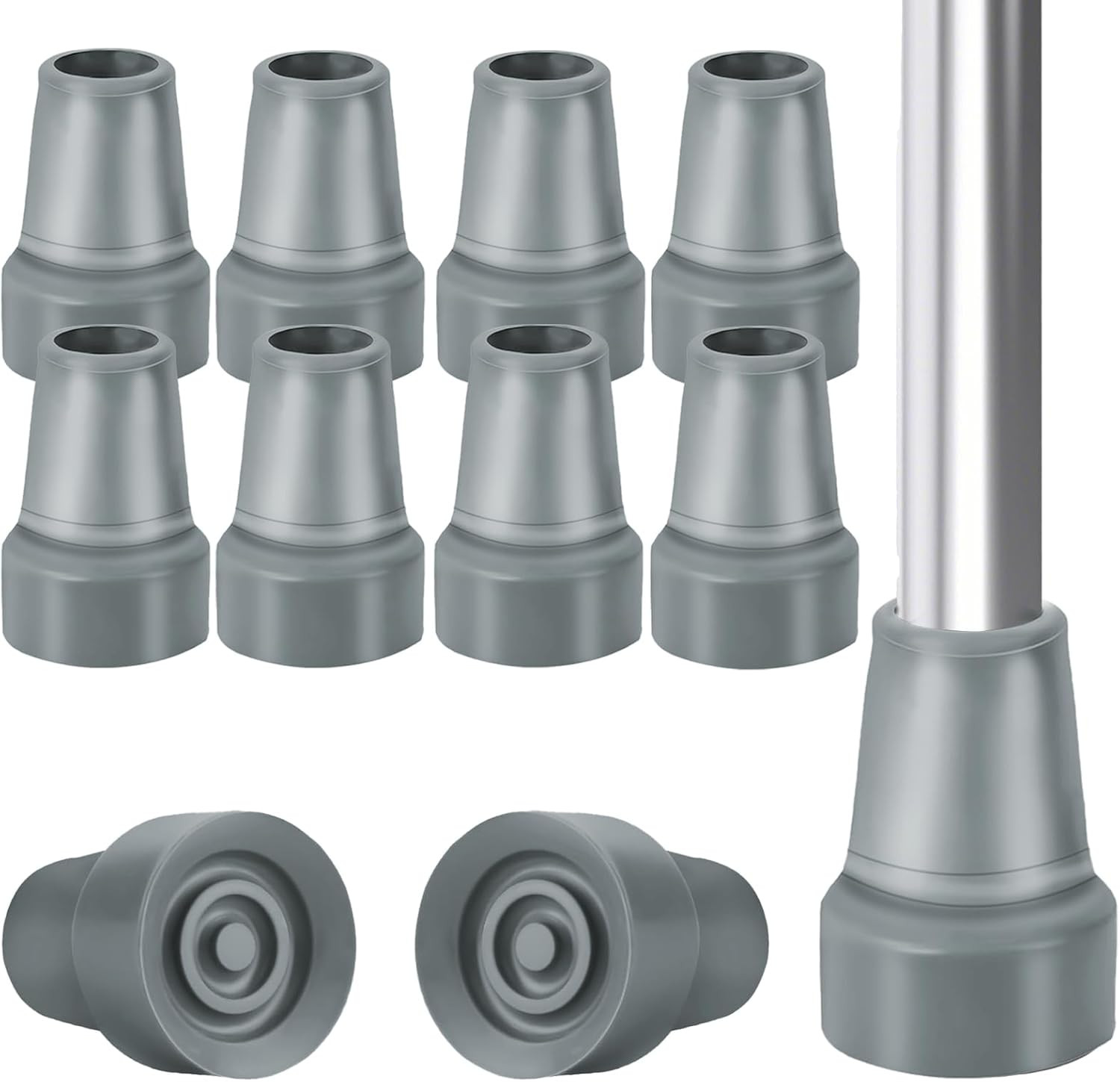 8 Pack 3/4 Inch Rubber Crutch Tips Cane Replacement Feet Grey
