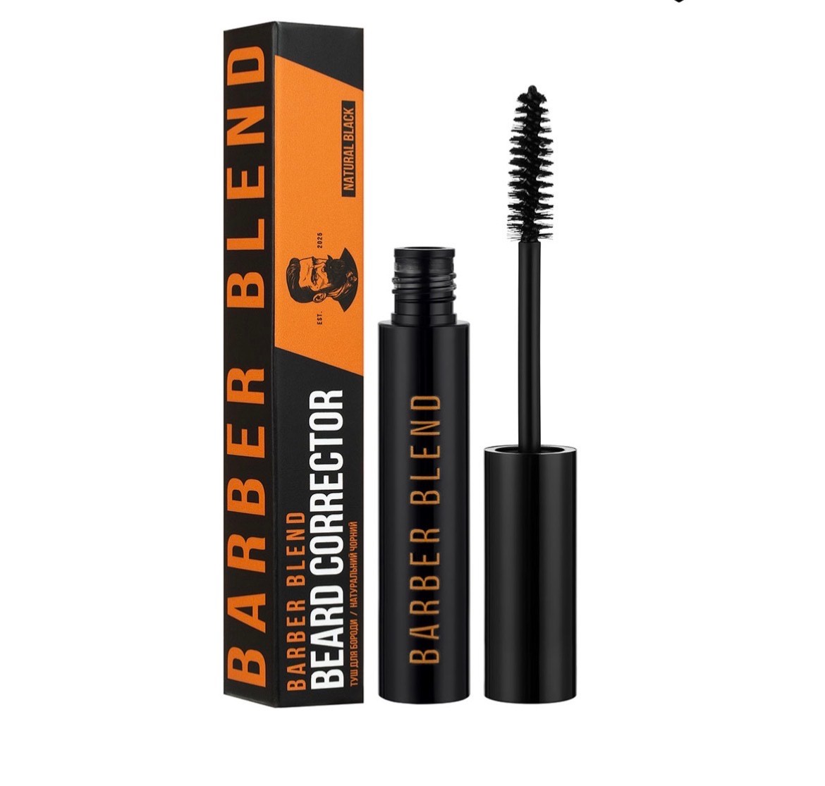 Barber Blend Beard Mascara Natural Black Color Touch Up Cover Gray 10 ml 0.34 oz
