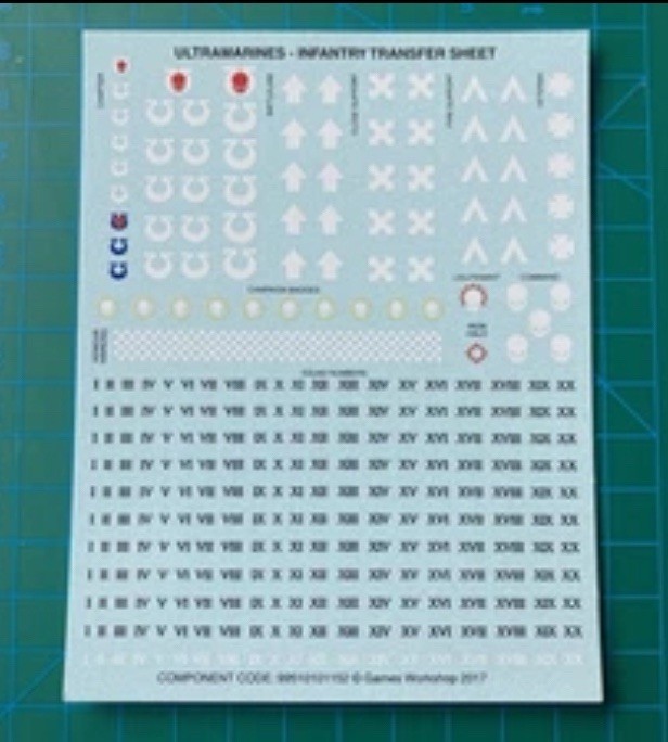 Warhammer 40k Ultramarines Transfer Sheet GW