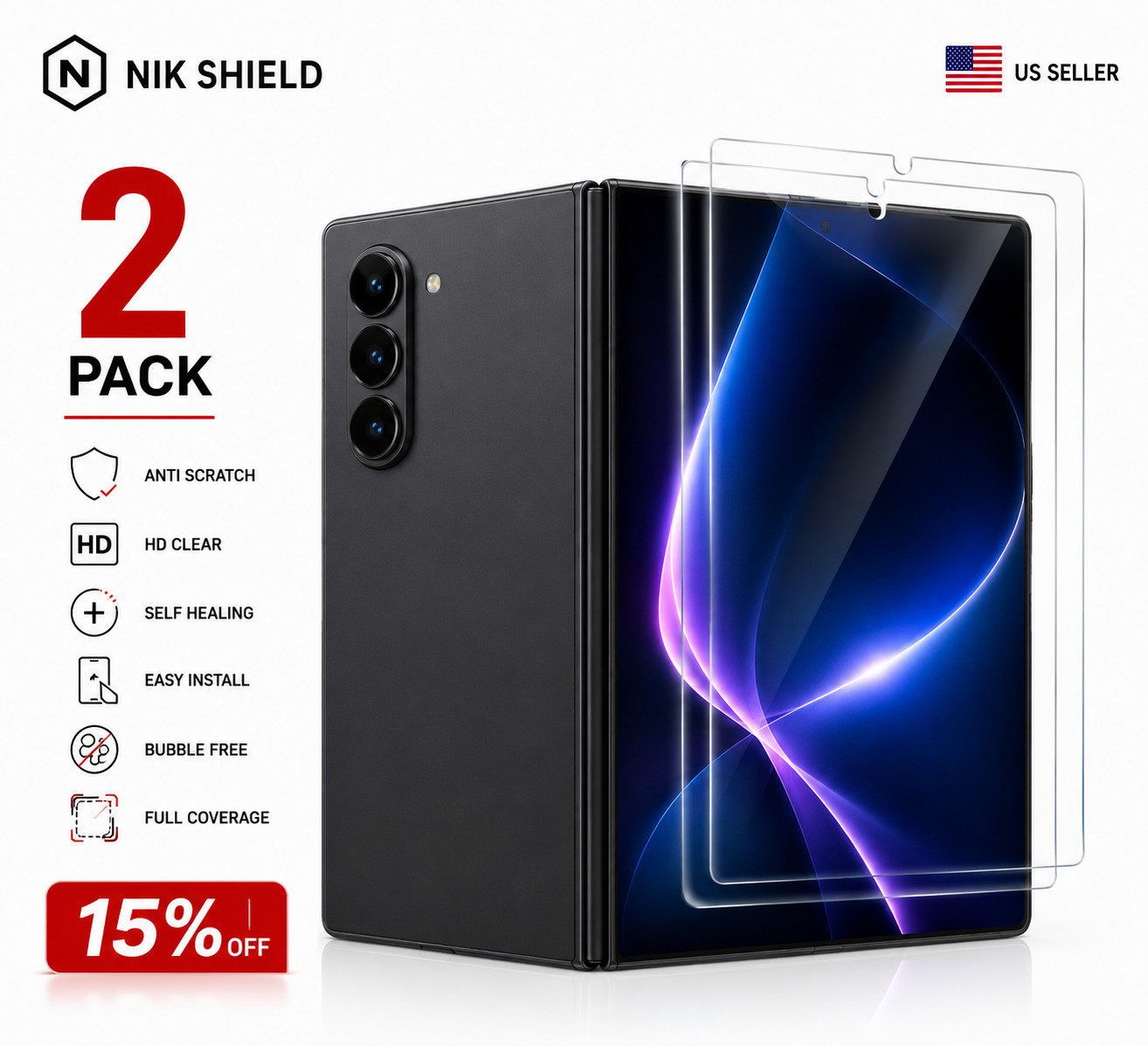 2 Pack HYDROGEL Screen Protector Samsung Galaxy Z Fold 7 6 5 4 3 5G Self Healing