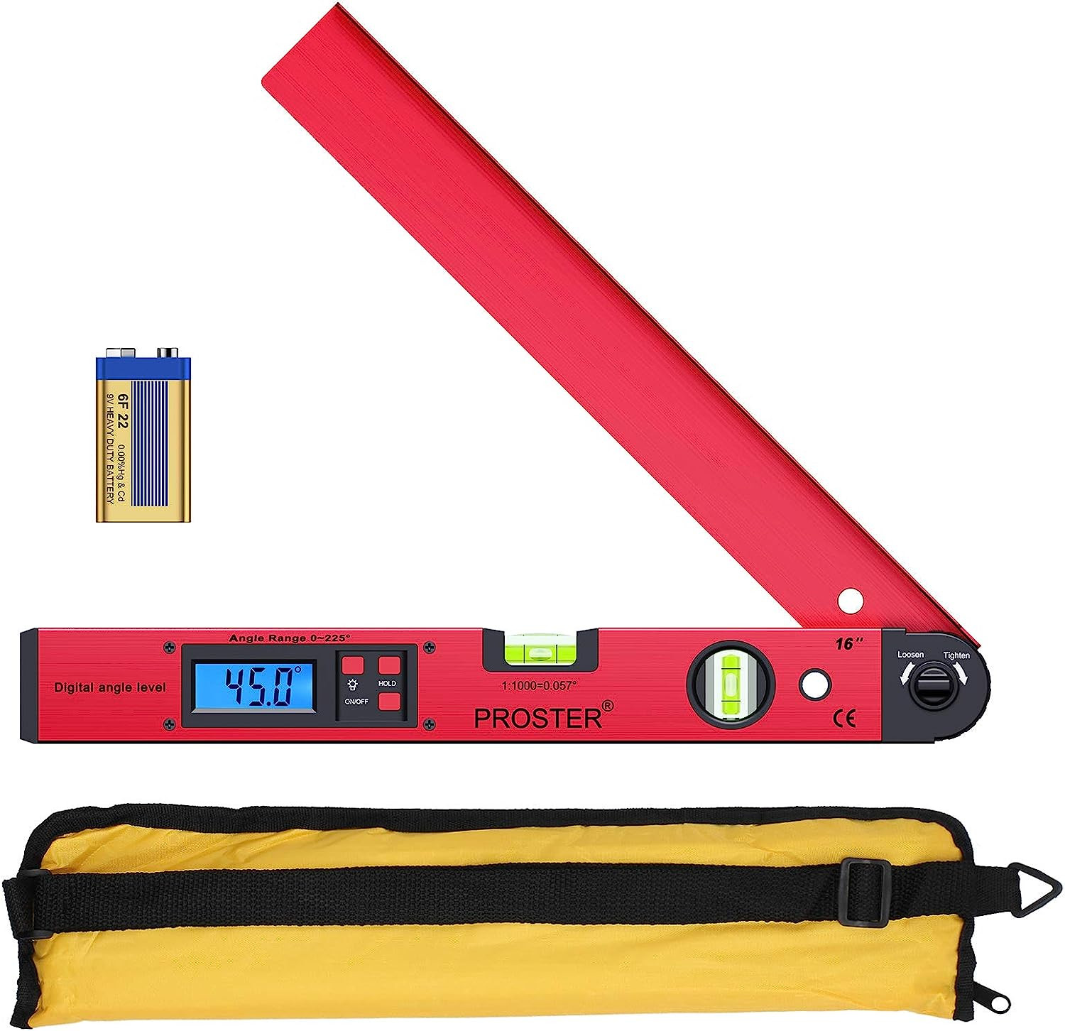 Digital Angle Finder Gauge - 0~225° Angle Gauge LCD Digital Protractor Spirit Le