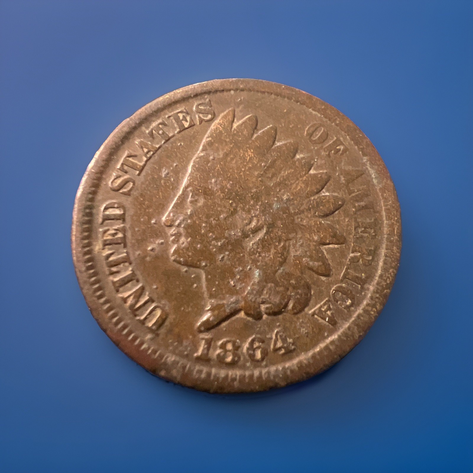 1864 Indian Head Cent Penny Bronze G-VG  "Not Cleaned -Actual Coin Pictured"