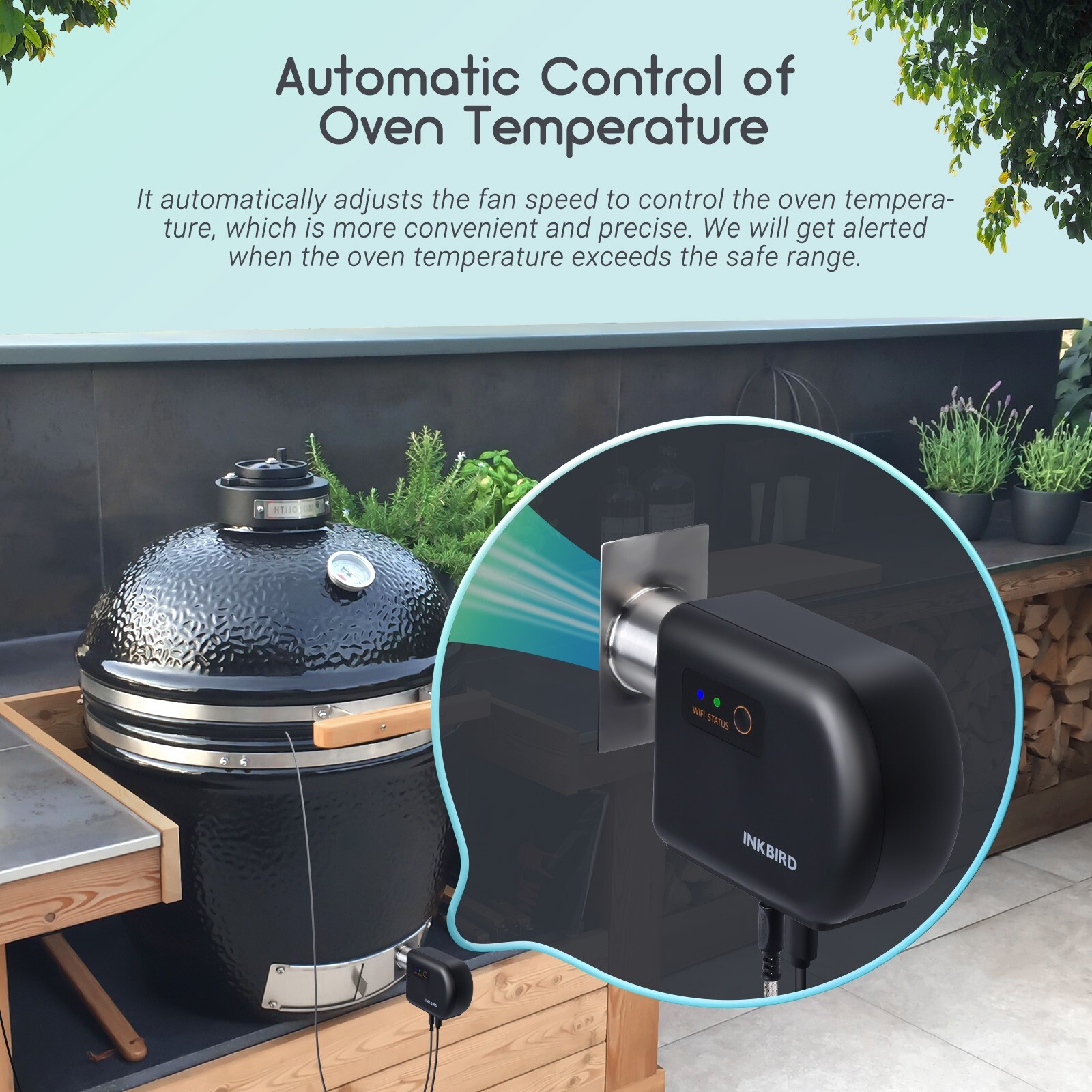 Automatic Smoker Fan Controller Barbecue Thermometer Bluetooth Wi-Fi ISC-027BBW