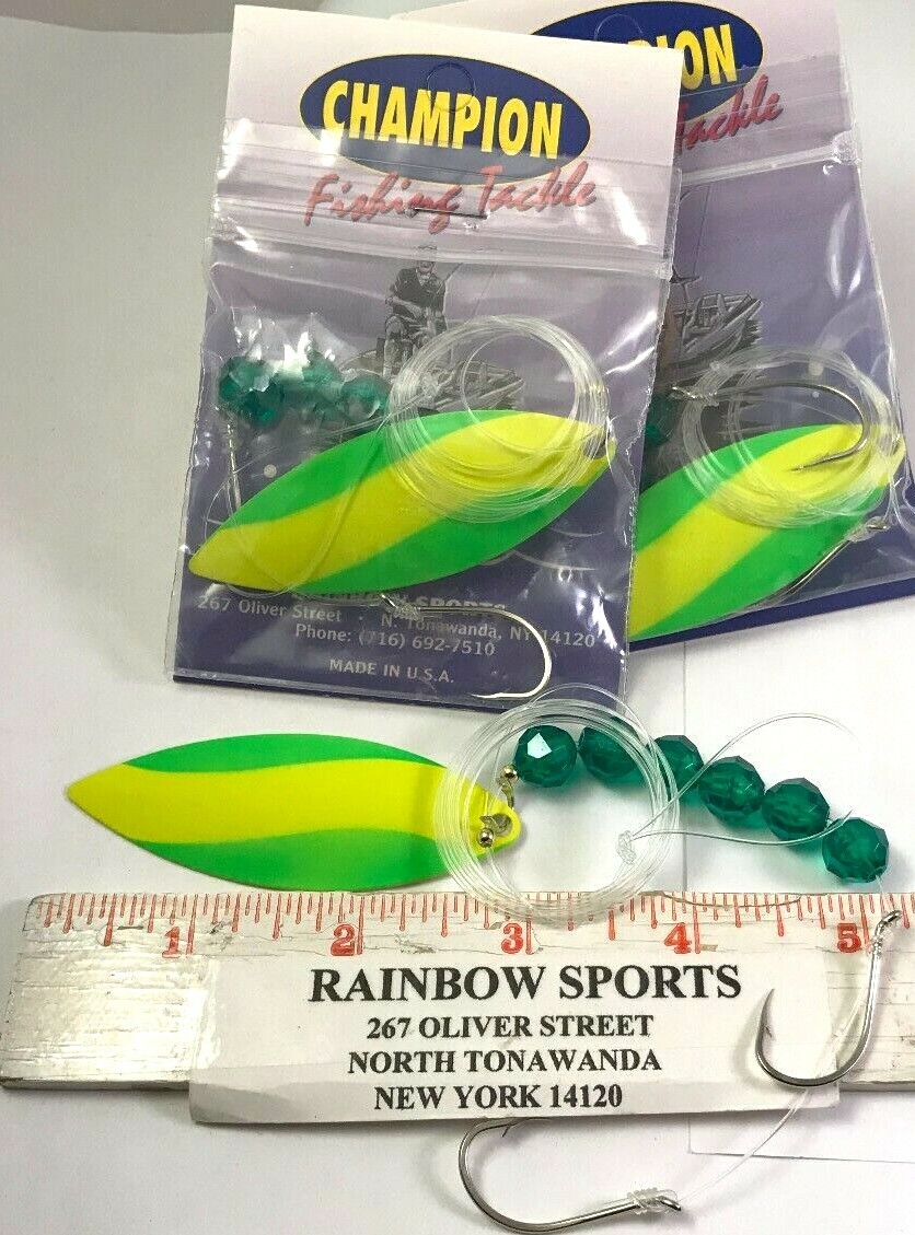3 CHAMPION MONO WORM HARNESS #6 WILLOW LEAF GREEN/YELLOW STRIPE GREATLAKE SERIES