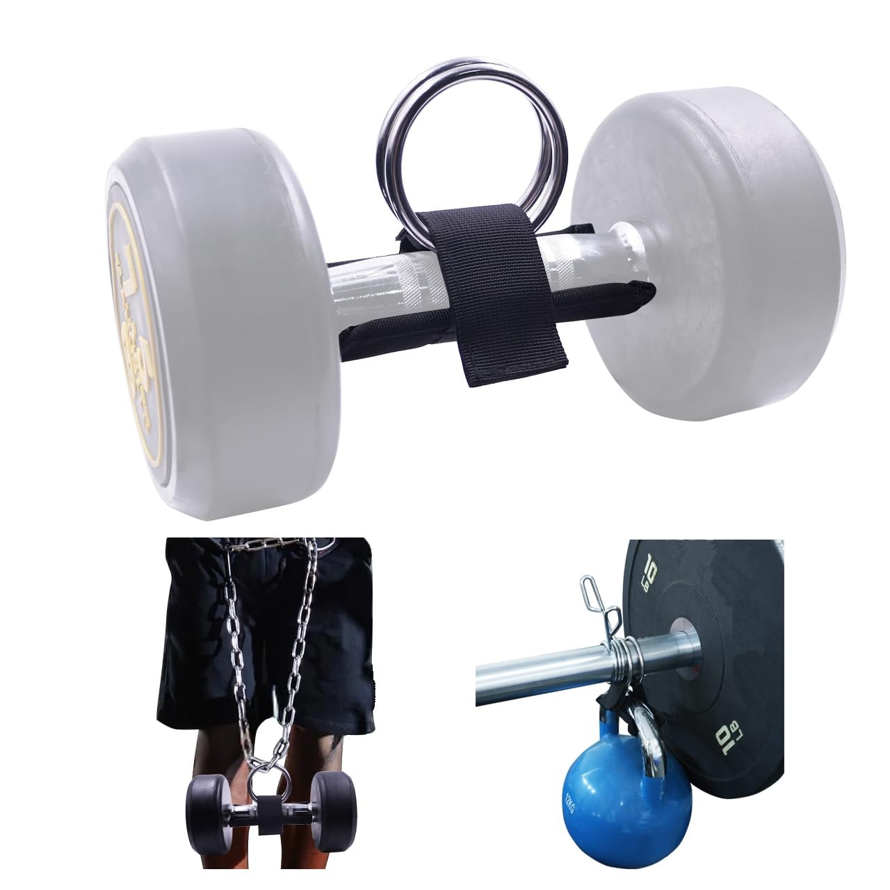 Loading Dumbbell Strap for Dip Belt, Squat, Pull-Up, Weightlifting Accessory