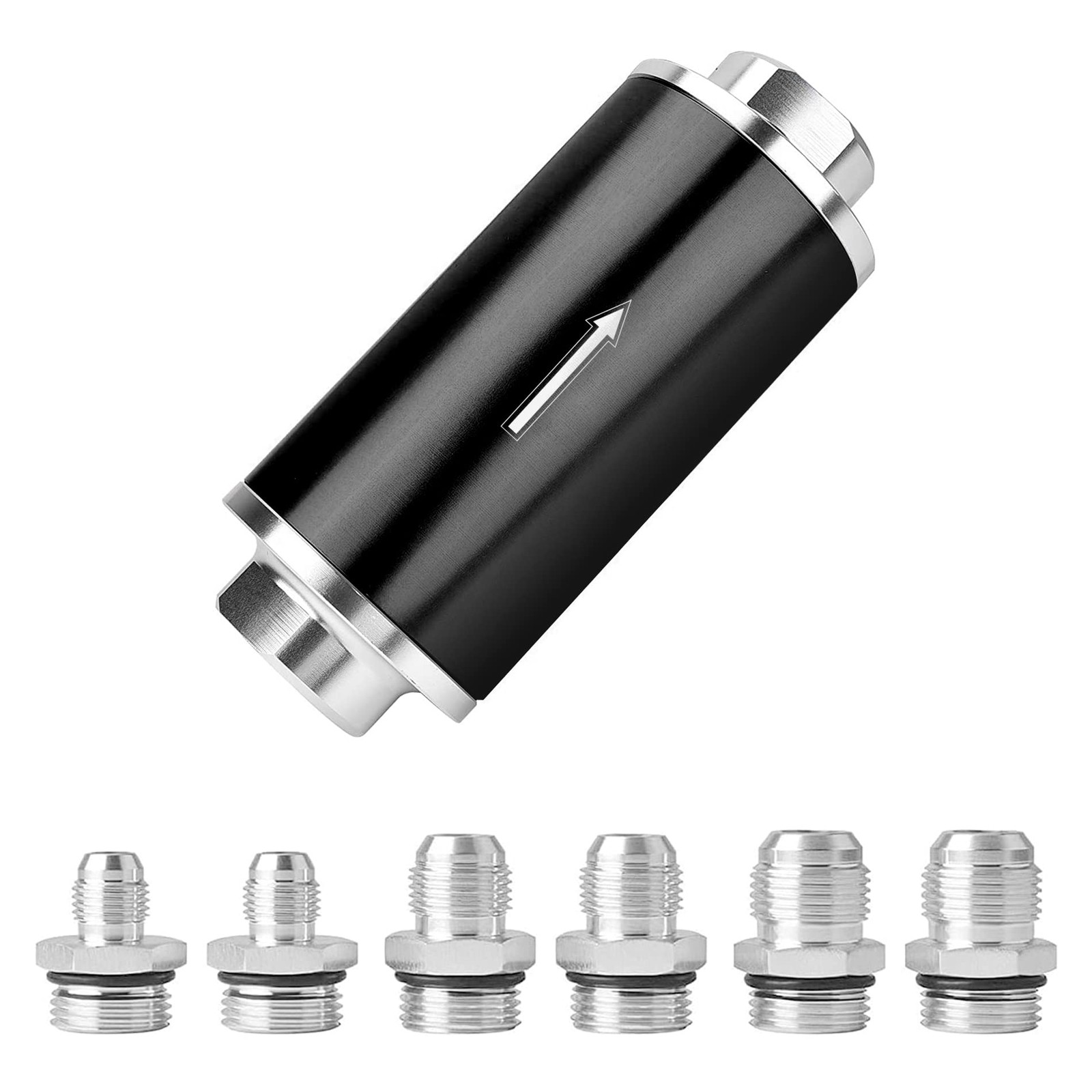 EVIL ENERGY 30 Micron Inline Fuel Filter with 6AN 8AN 10AN 30 Micron, Silver