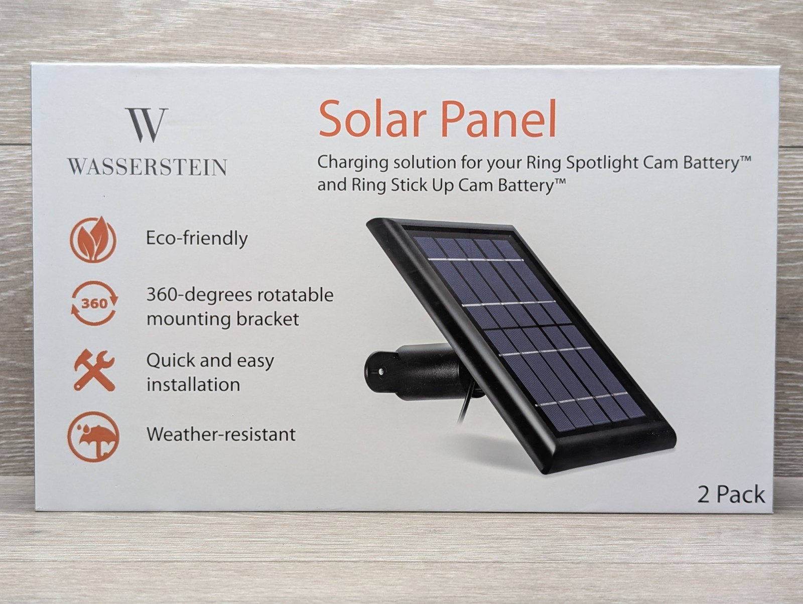 Wasserstein Solar Panel 2-Pack Ring Spotlight/Stick Up Cam Battery White