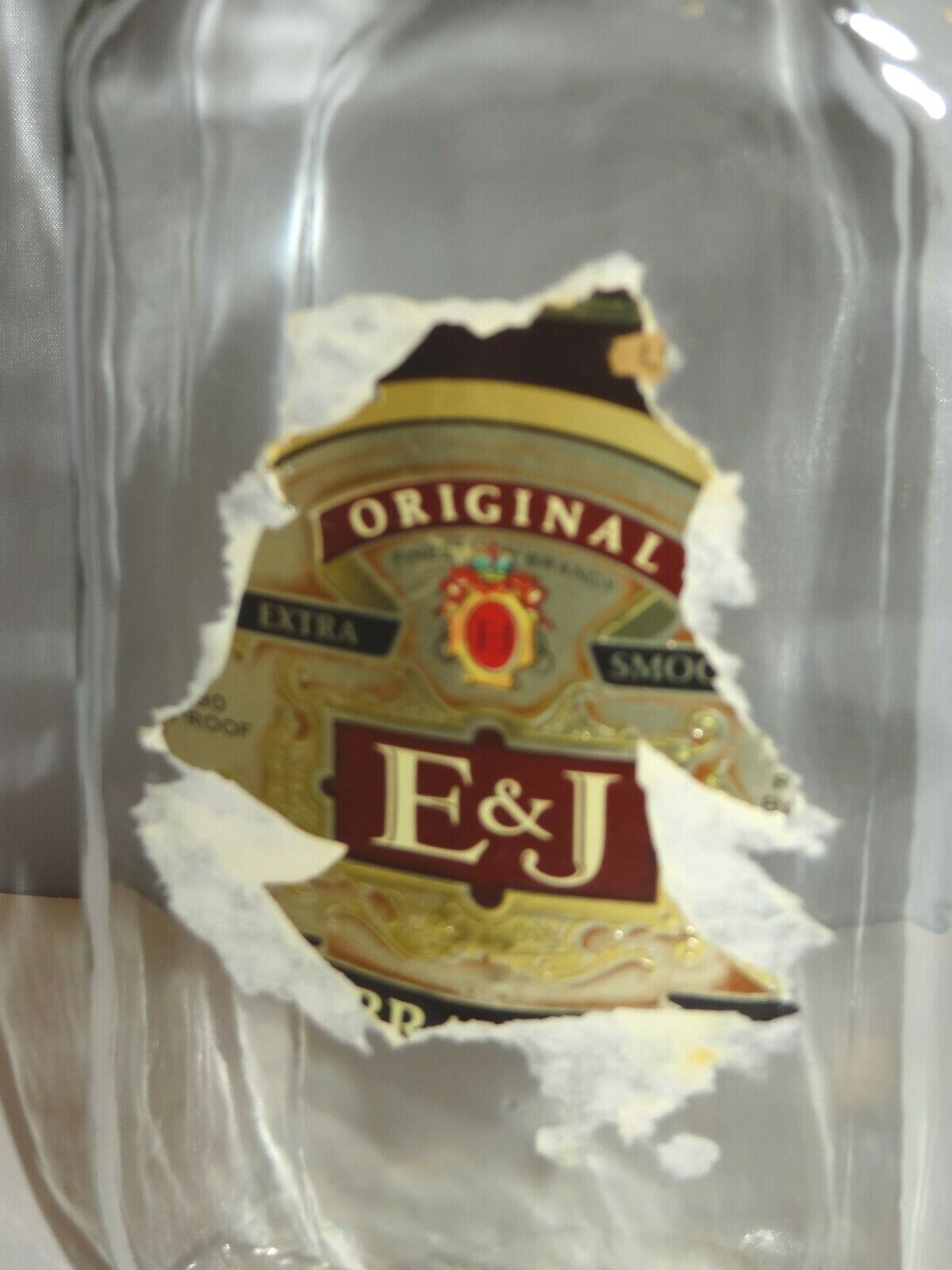 E & J Extra Smooth Brandy Empty Bottle 4/5 Pint Glass Vintage