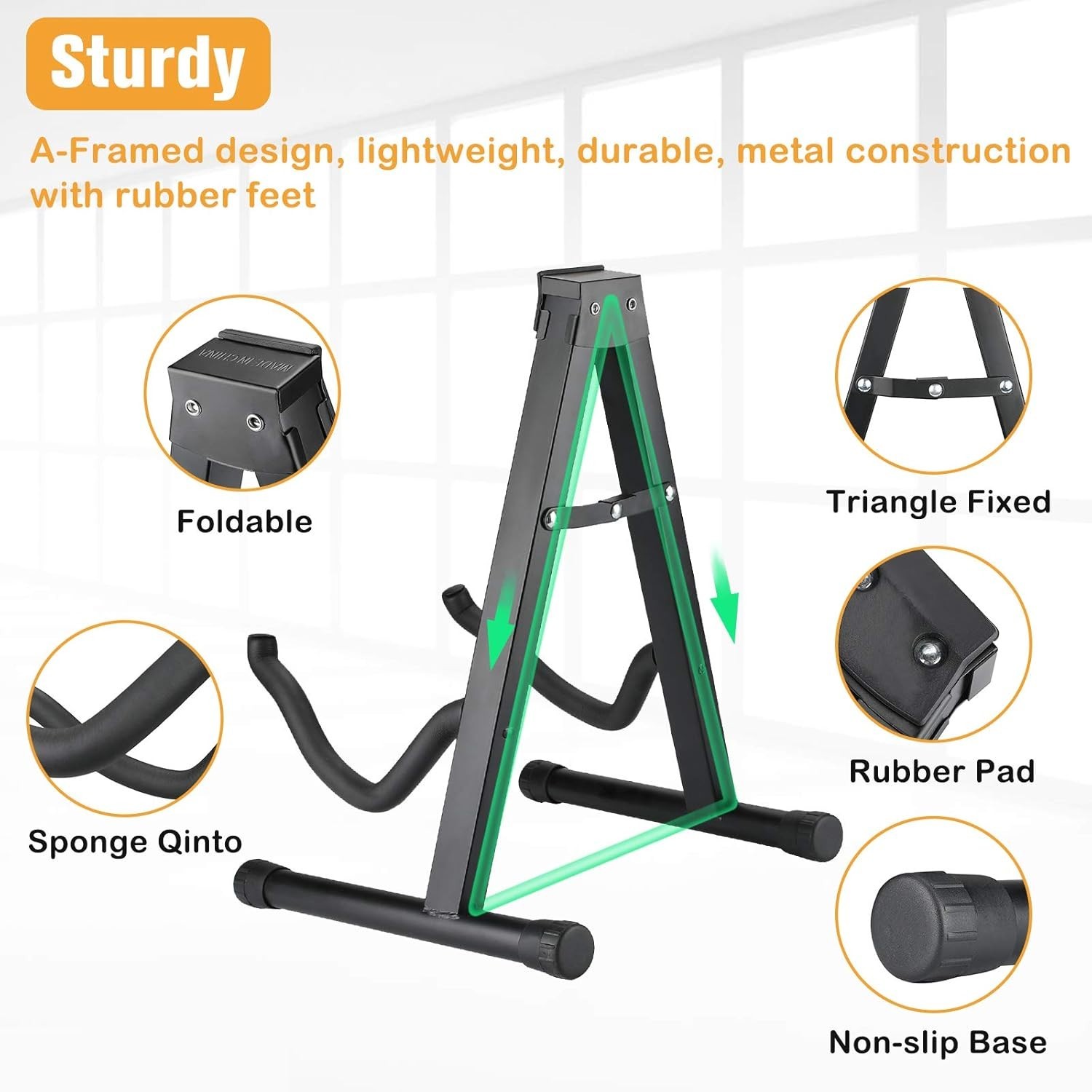 Guitar Stand Universal Foldable Folding A-Frame Instruments Holder Portable