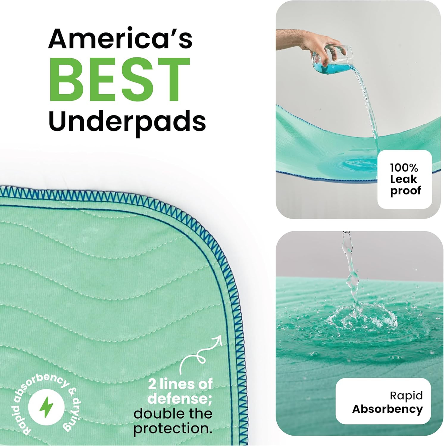Reusable Washable Underpads 34x36 Inch Waterproof Bed Pads 4 Pack