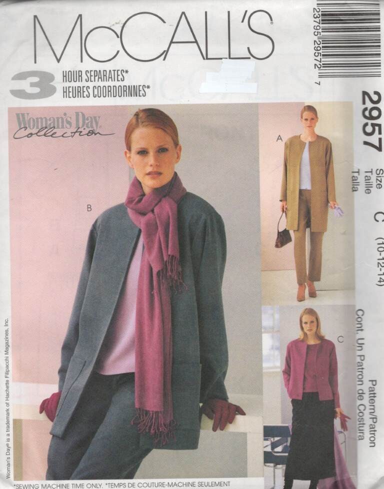 2957 MCCALL'S MISSES/MISS PETITE UNLINED JACKET/MORE SZ 10-14