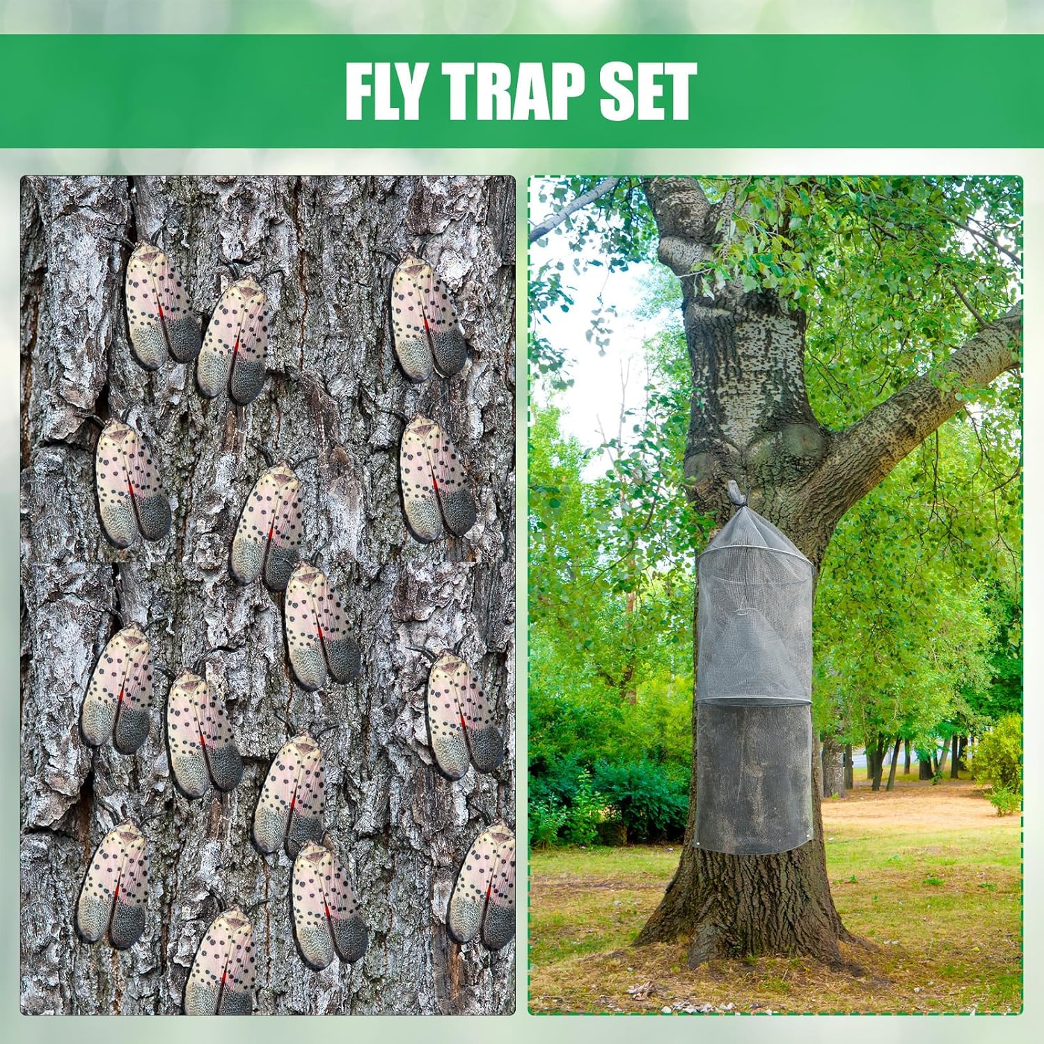 2 Pack Spotted Lanternfly Traps Lantern Fly Killer Mesh Tree Trap with Jute Rope