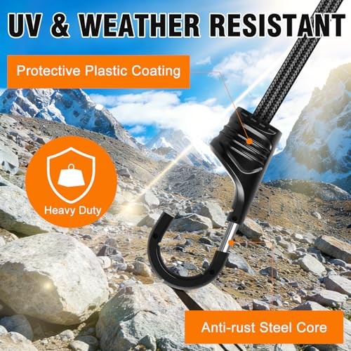 Adjustable Bungee Cords with Hooks 6 PCS Elastic Bungee Straps Easily 48 Inch