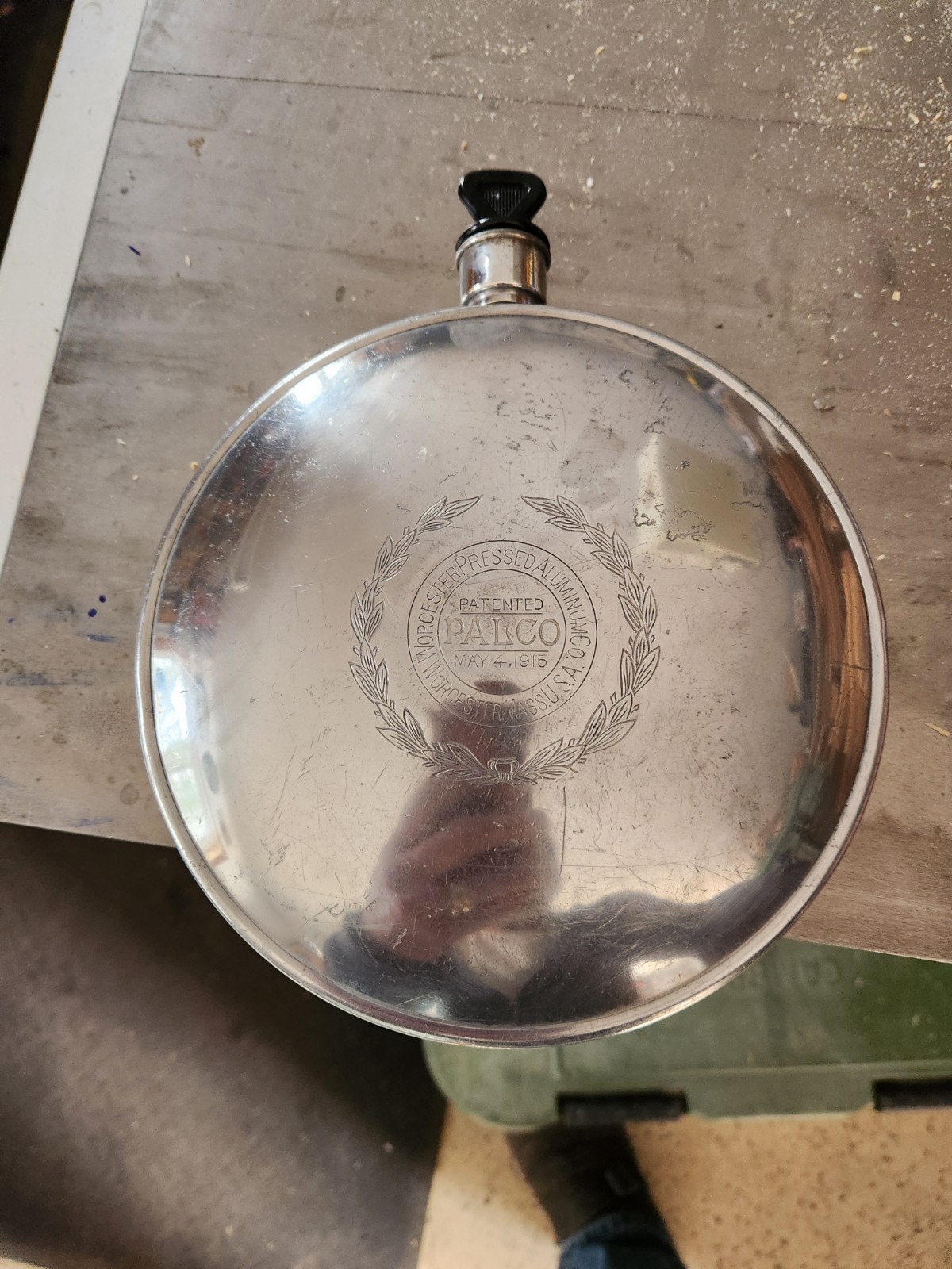 Vintage Palco Pressed Aluminum Canteen Worcester, Mass. USA, Pat'd May 4, 1915