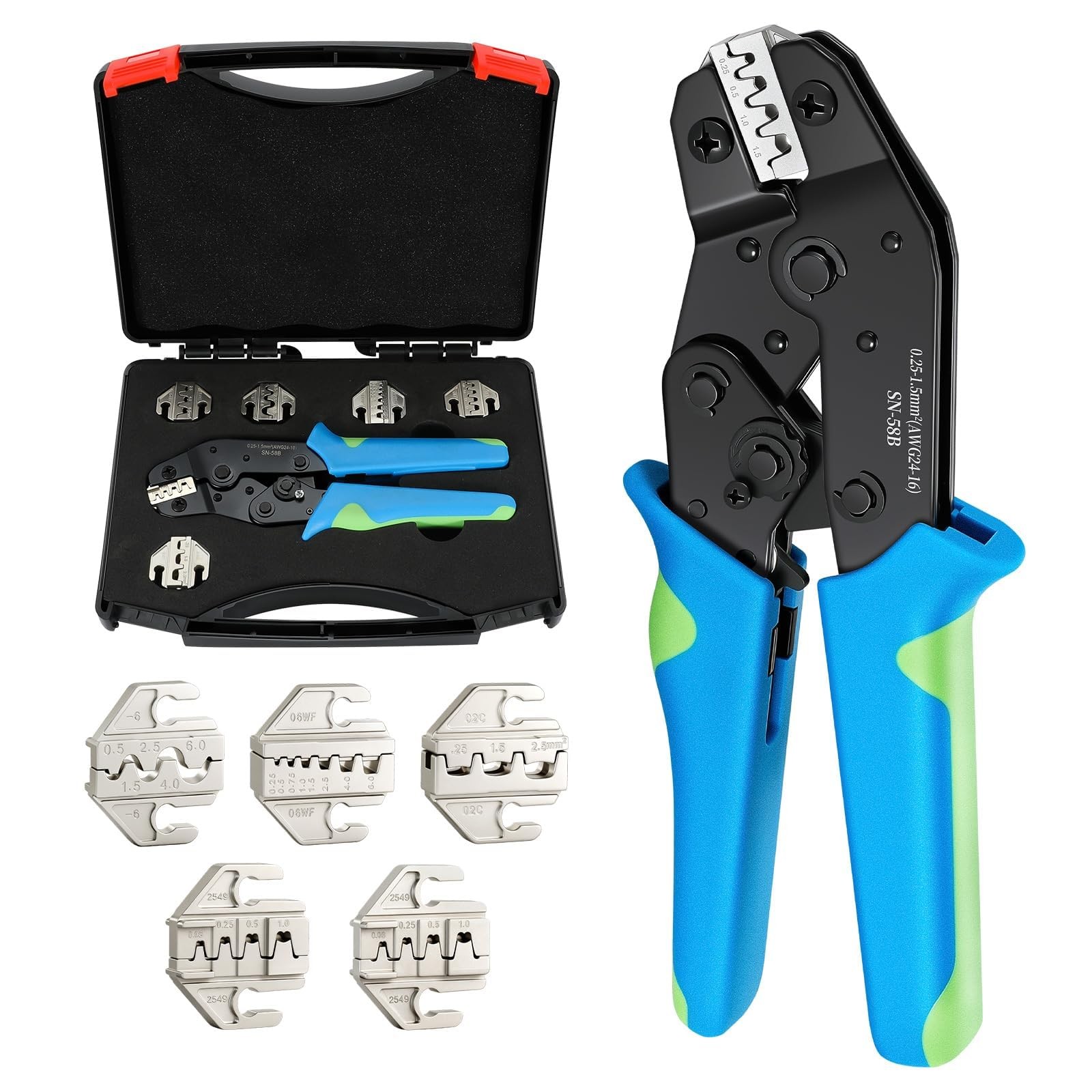 6 PCS Ratchet Wire Crimper Tool Set For Heat Shrink Insulated Terminals