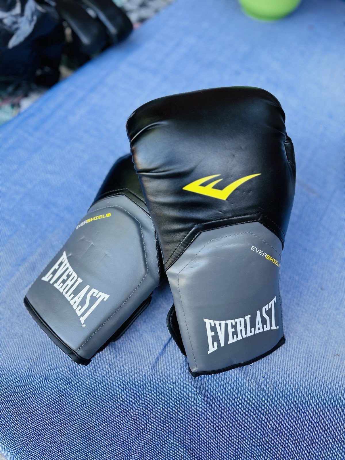 Everlast Training Boxing Gloves Pro Style Elite Evershield 16 Ounces Black Gray