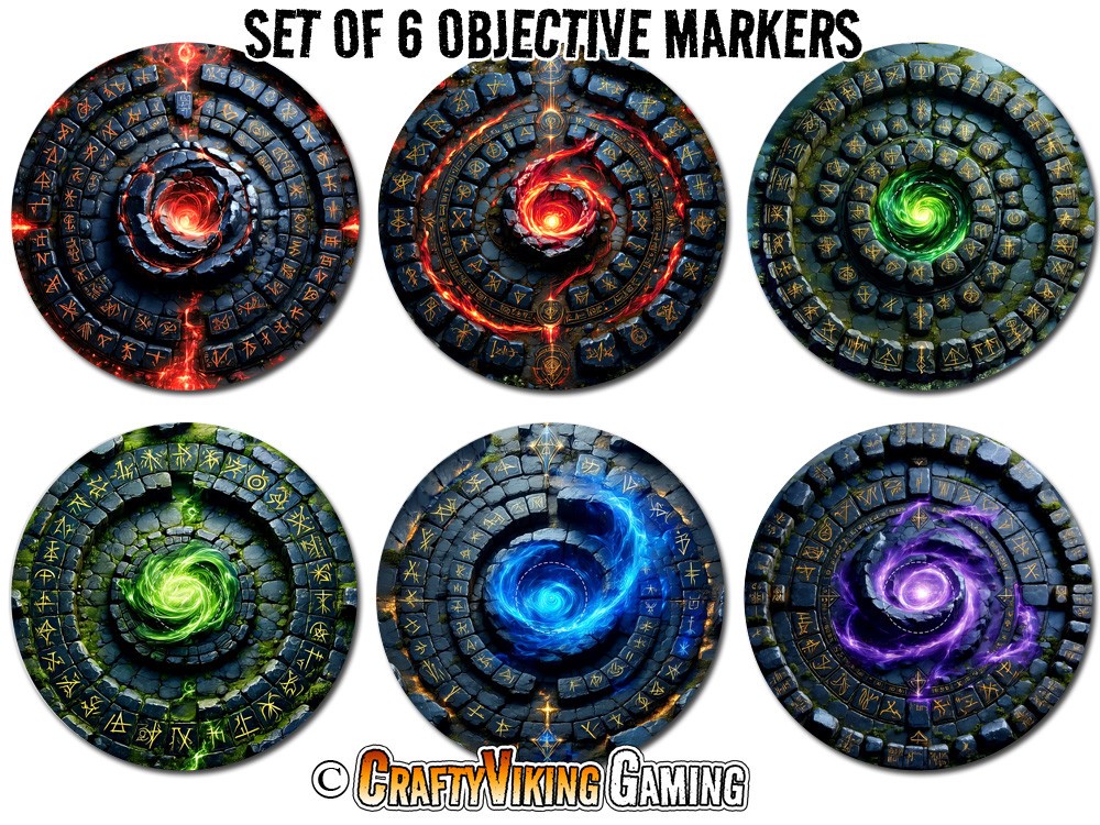 Objective Markers 7.57" RUNIC RUINS For Warhammer 40K Scourge of Ghyran Neoprene