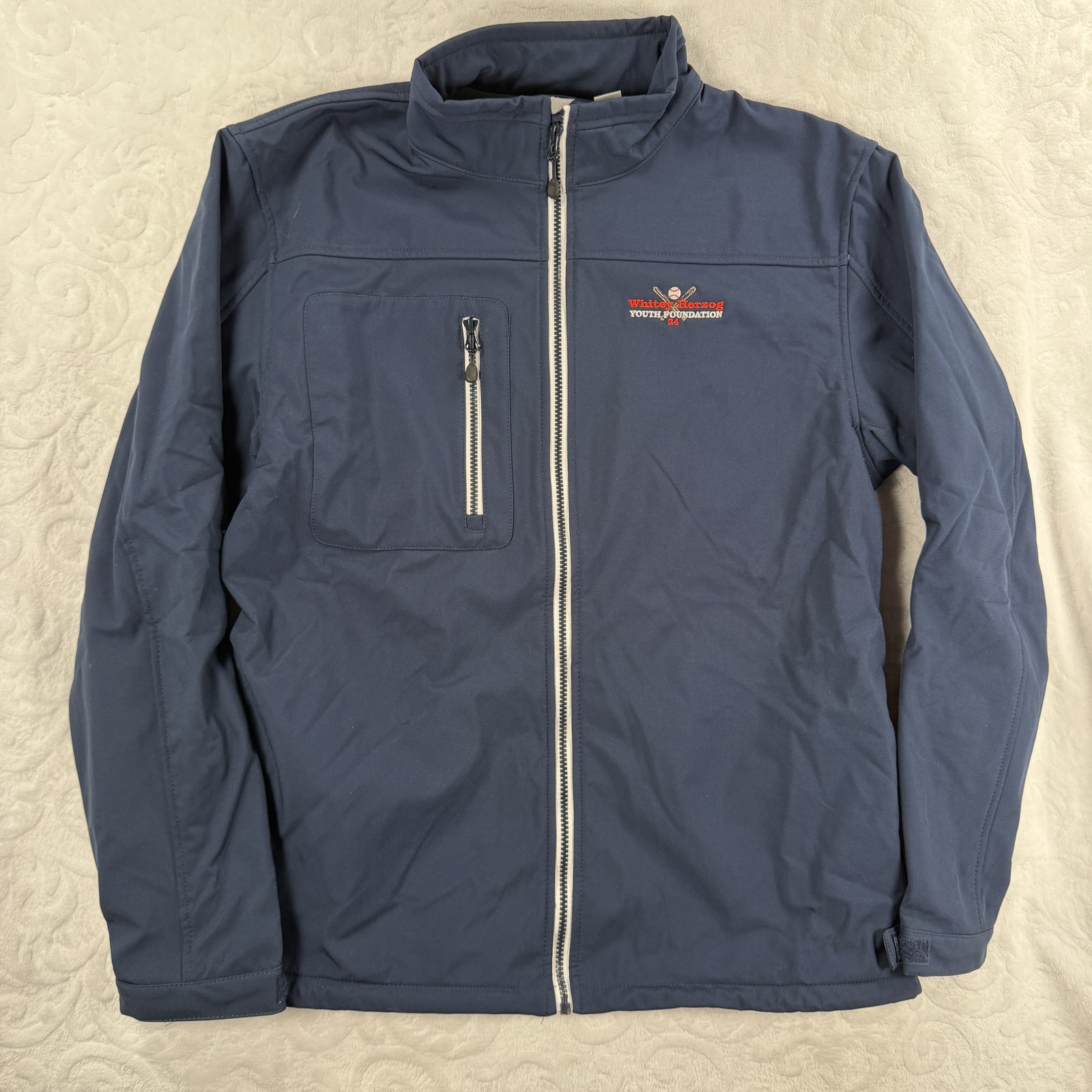 Clique Whitey Herzog Youth Foundation Jacket Mens L/G Navy Blue Full Zip
