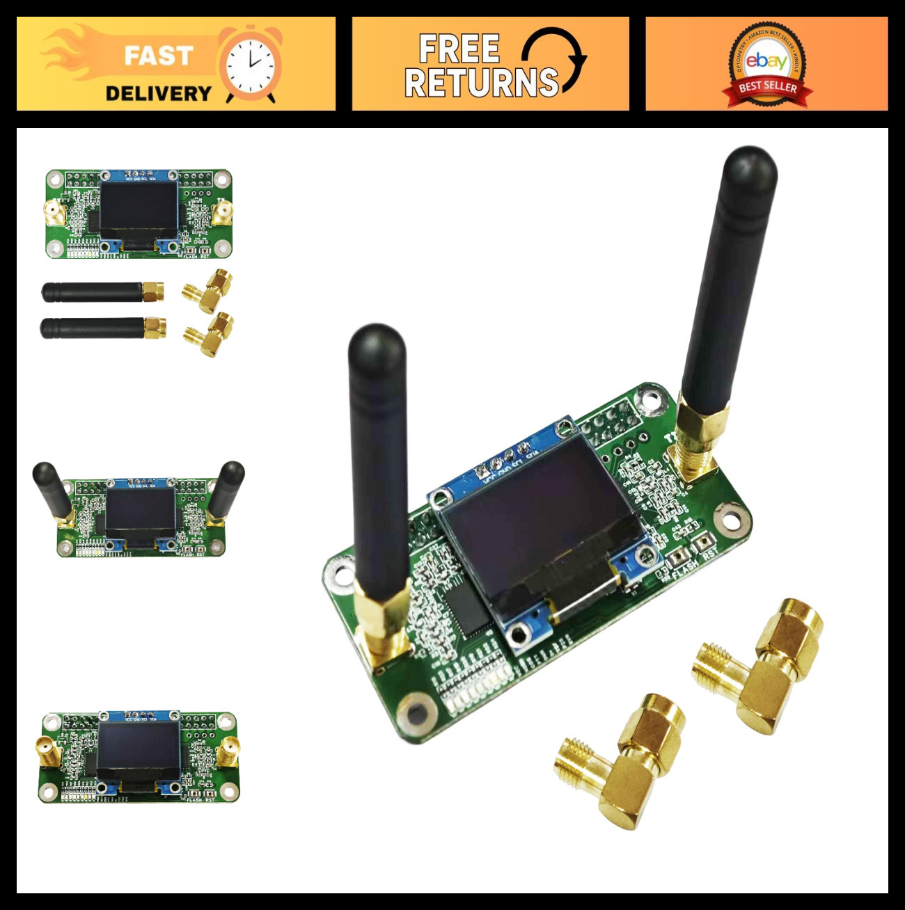 Mini Duplex Hotspot Board with Antenna, Dual Band UHF/VHF, Supports P25 DMR YSF
