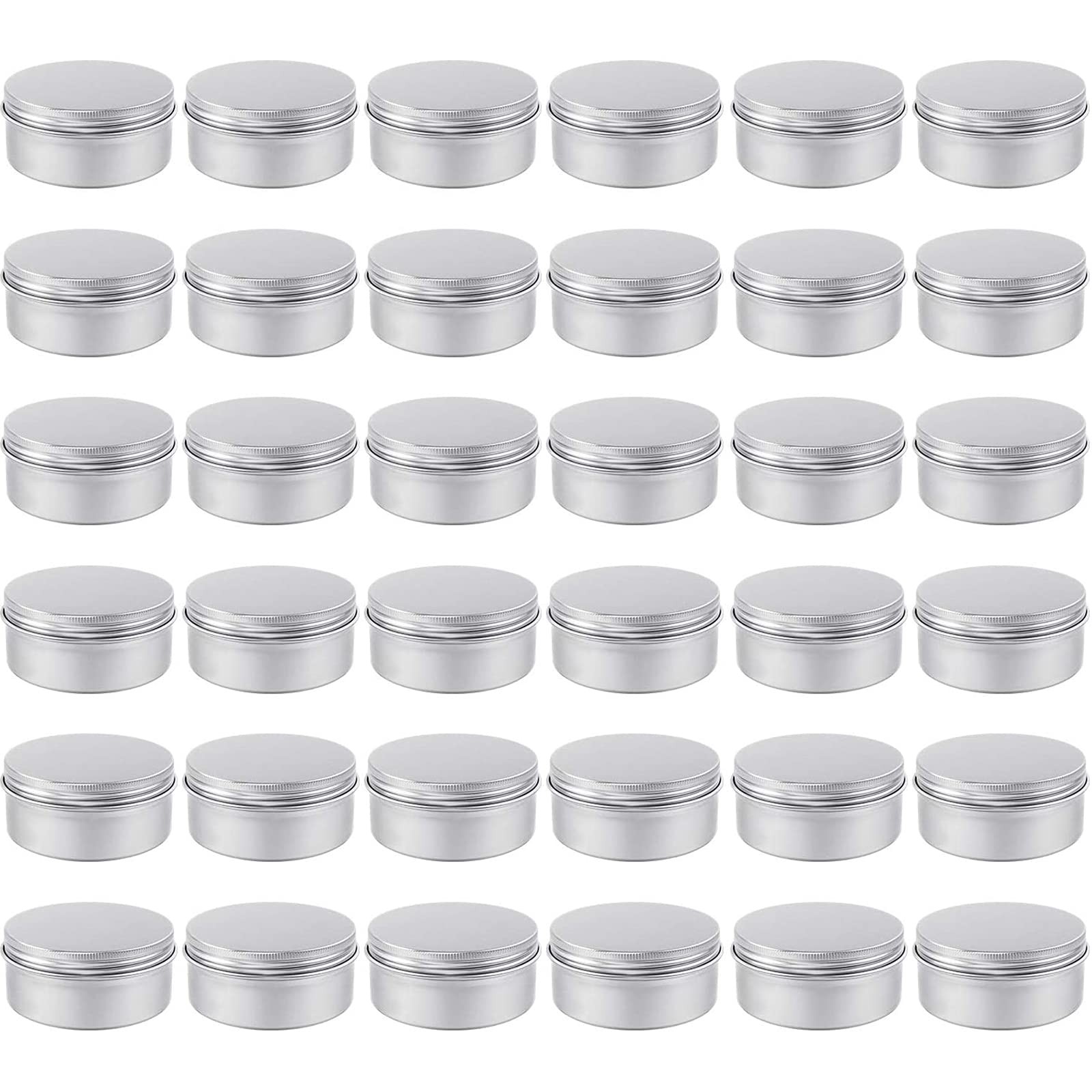Moretoes 36pcs Tin, 4oz Metal Round Tins, Aluminum Empty Candle Tins with Scr...