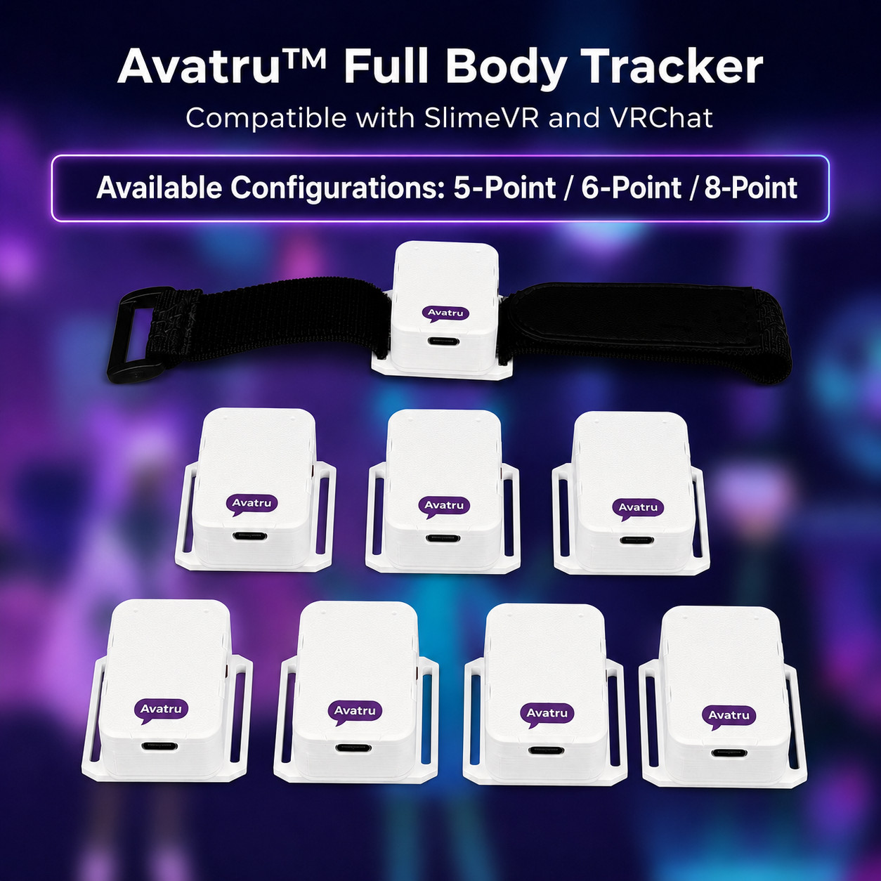 AVATRU SlimeVR Compatible Full-Body Trackers for VRChat SteamVR LSM6DSV w/Straps
