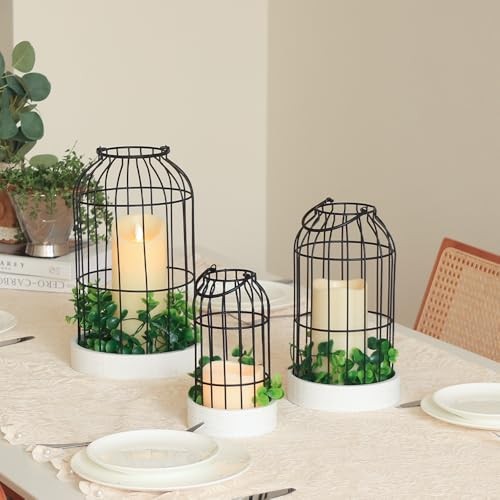 Rustic Farmhouse Lantern Decor Set of 3 Lanterns Decorative Indoor and