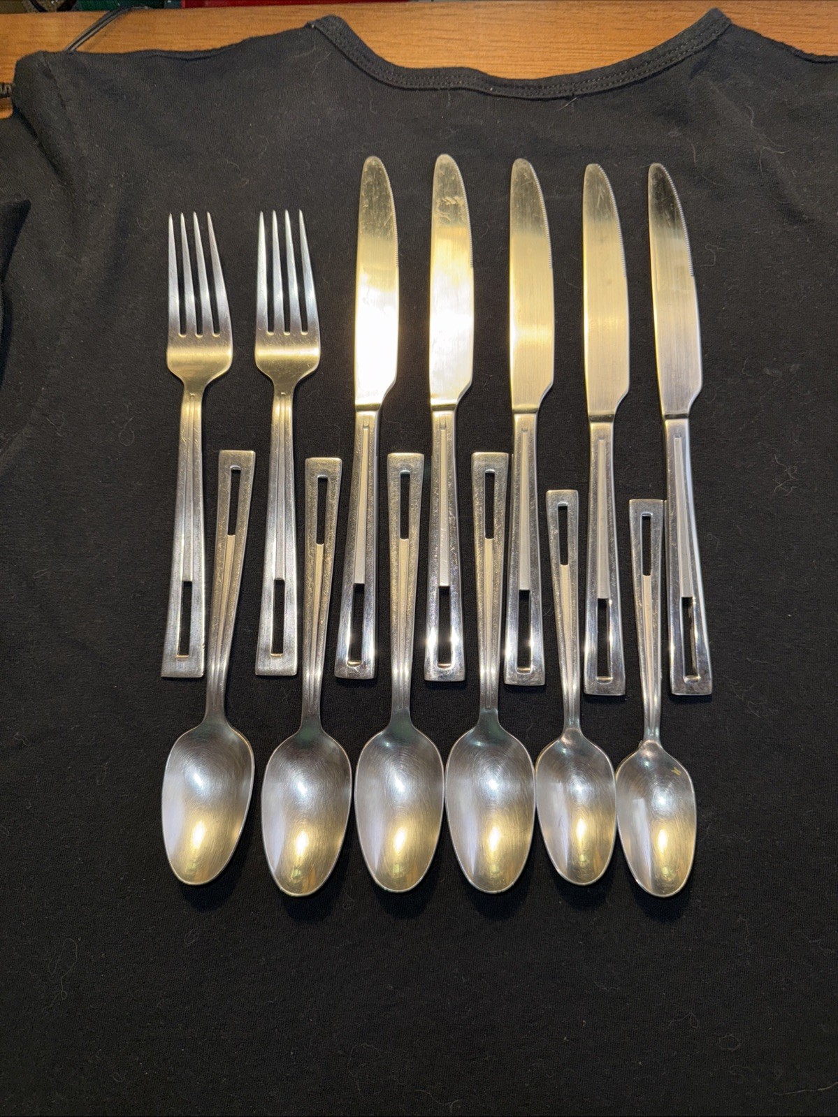 LOT 13 CIRCUIT Stainless Flatware by ONEIDA Silver Glossy Satin Line Pierced