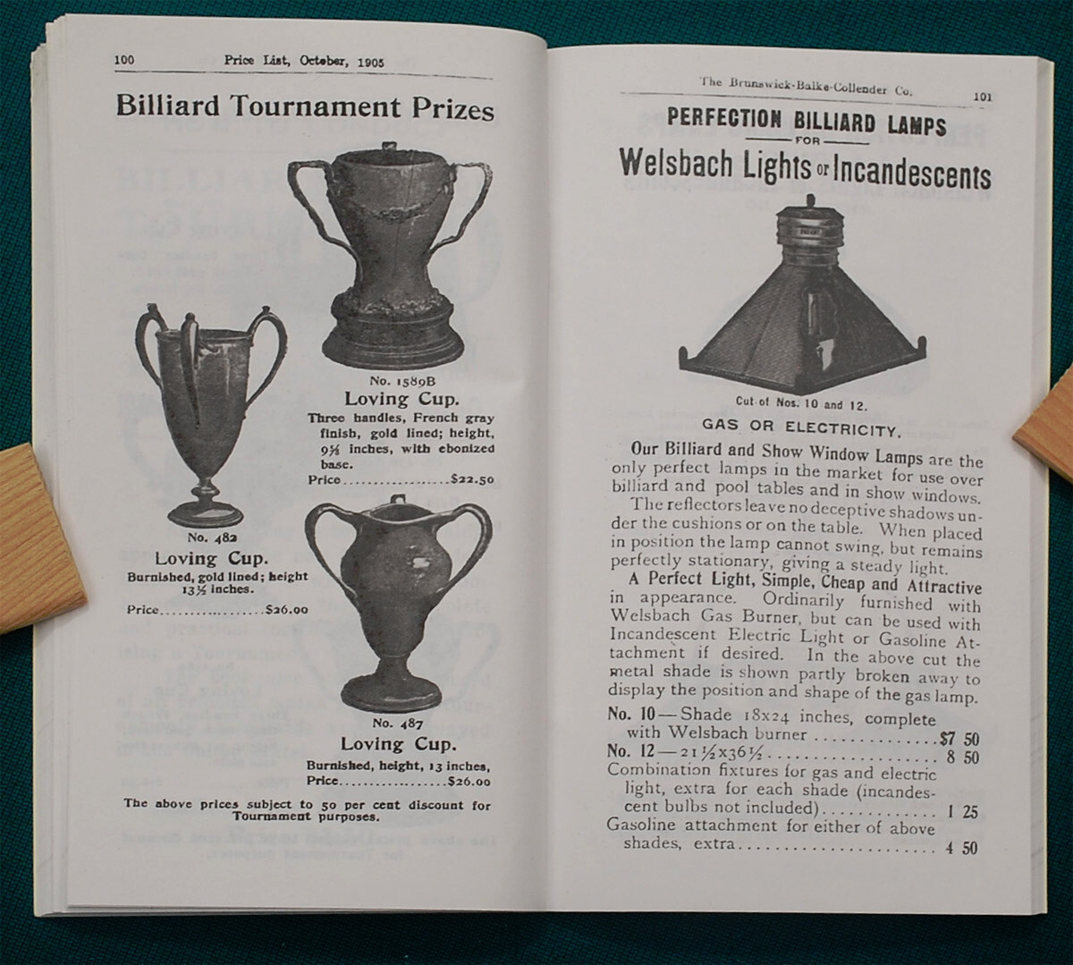 Reproduction of Rare 1905 BBC Billiard Price List/Catalog No. 1488