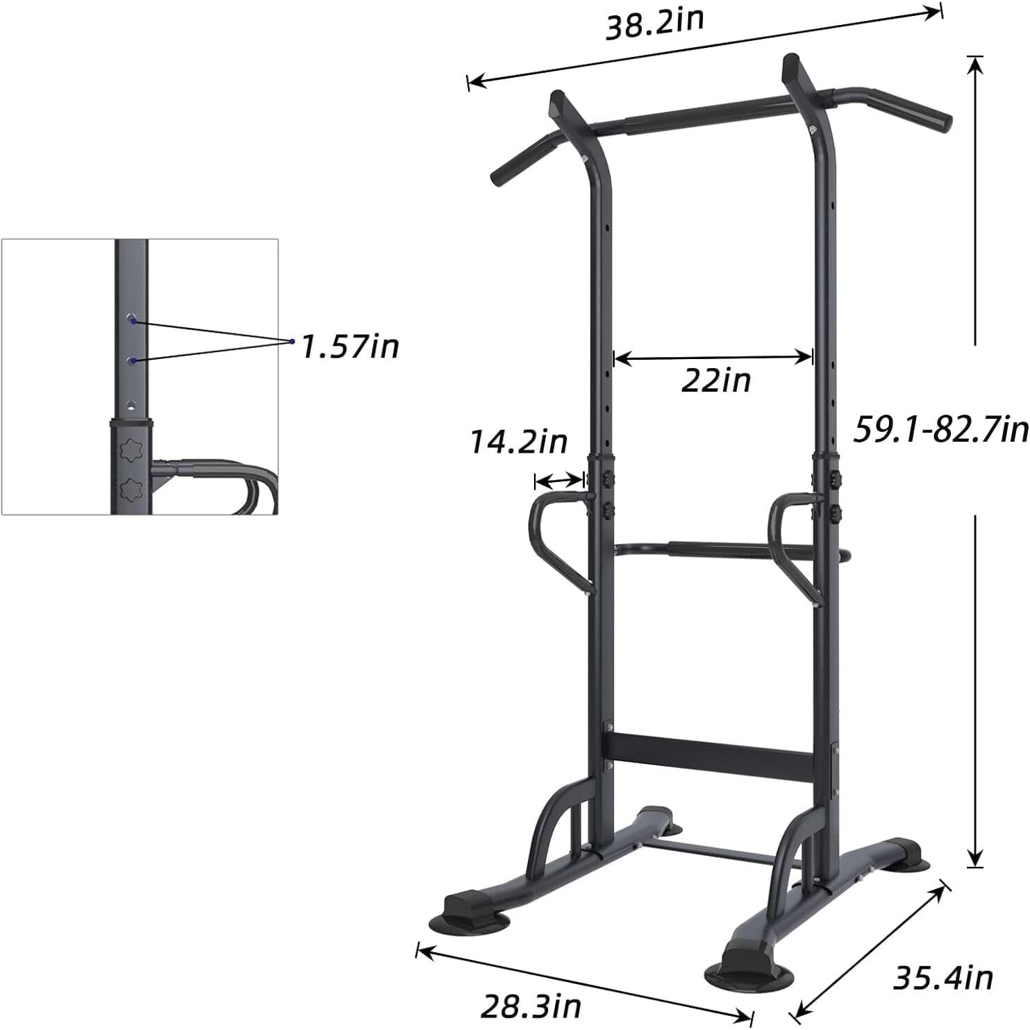 Power Tower Adjustable Height Pull Up & Dip Station Multi-Function Home Strength