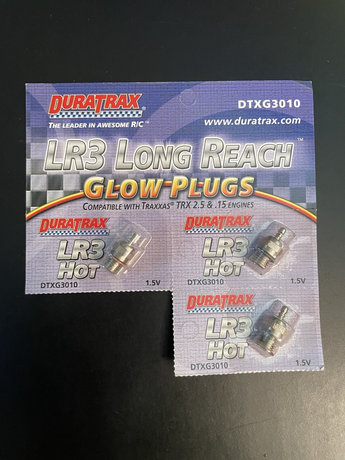 BRAND NEW Duratrax LR3 Long Glow Plug DTXG3010 Work W/Traxxas Engines LOT of 3
