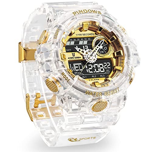 Watch for Men Watch Men Digital Sports Watch Large Digital Analog Dual White