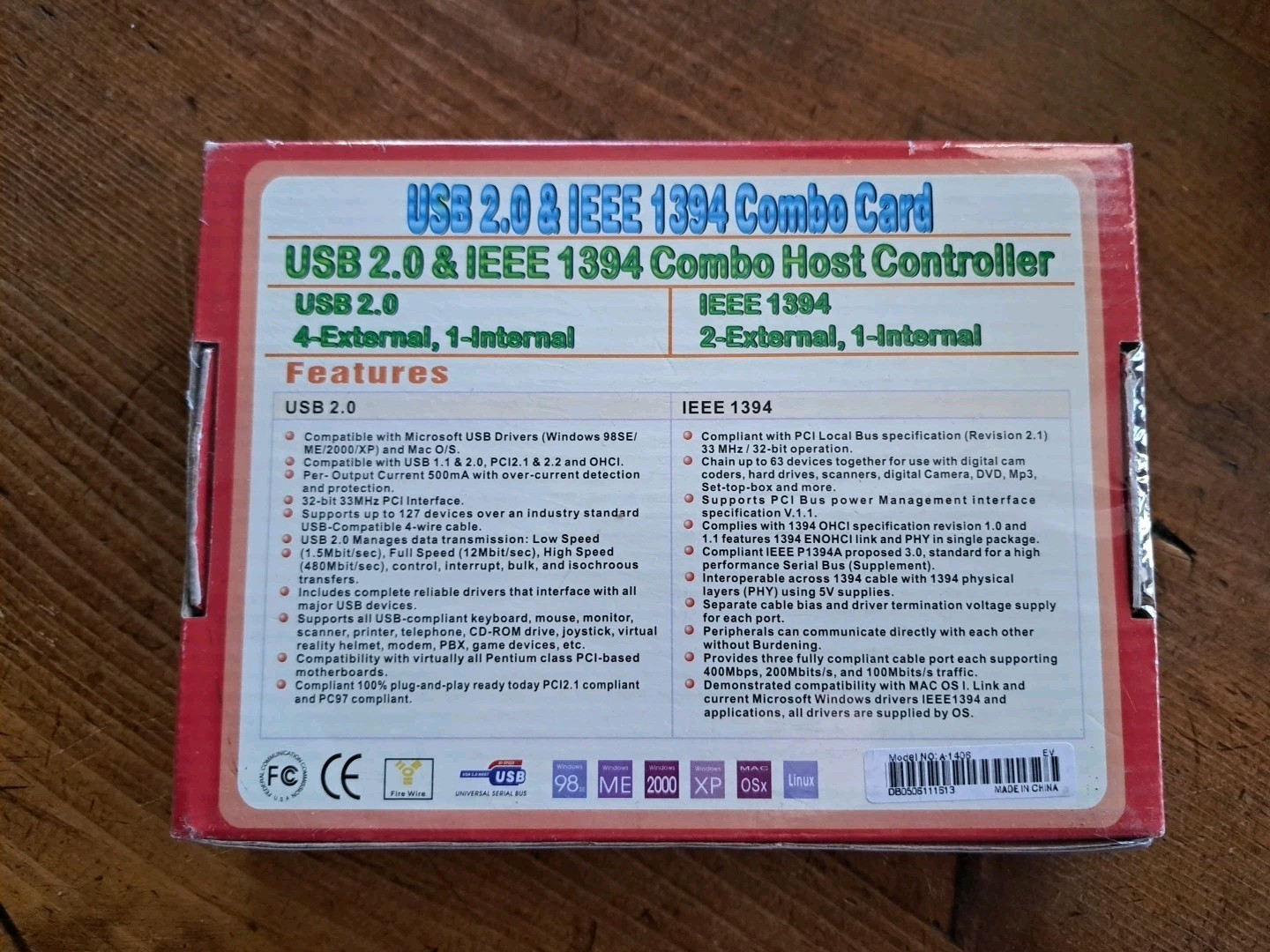 NOS USB 2.0 & IEEE Combo Card PC Adapter Mac & PC Sealed