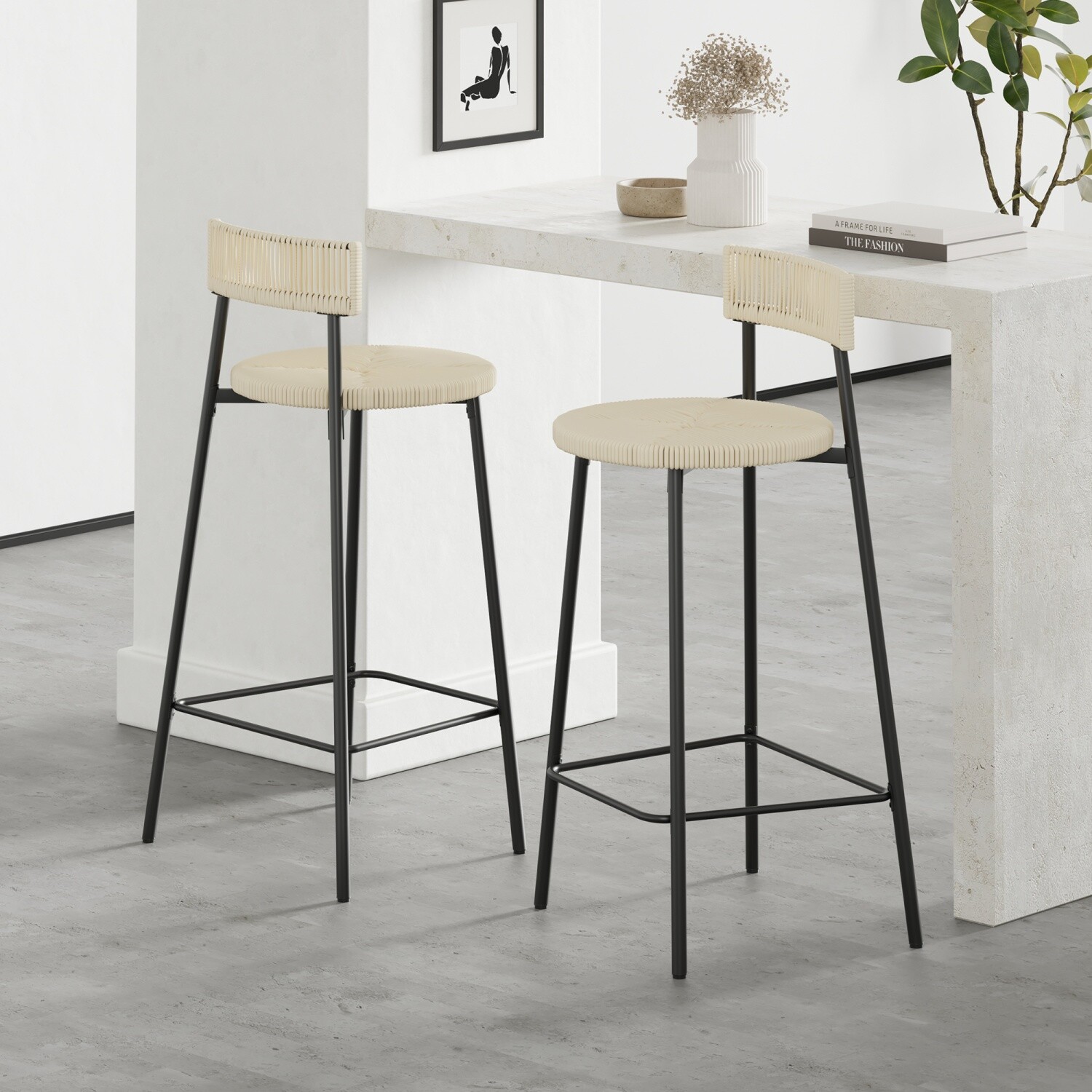 Set of 2 35'' Bar Stool Modern Counter Height Bar Stools Kitchen Dining Chairs