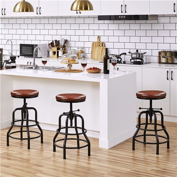 Industrial Bar Stool Rustic Swivel Bar Stool Counter-Height Stool for Kitchen