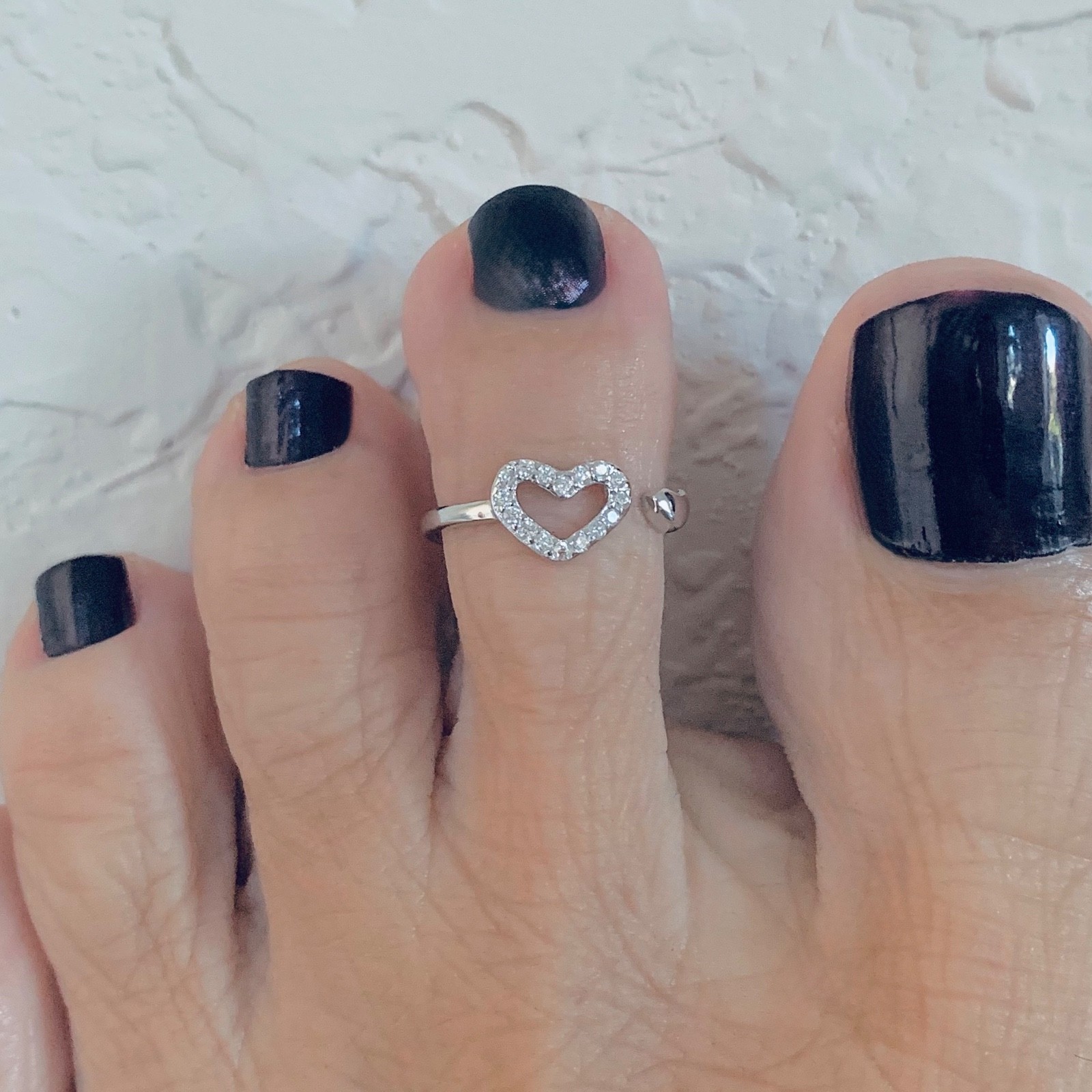 Sterling Silver Delicate CZ Heart Toe Ring, Silver Rings, Love Hearts