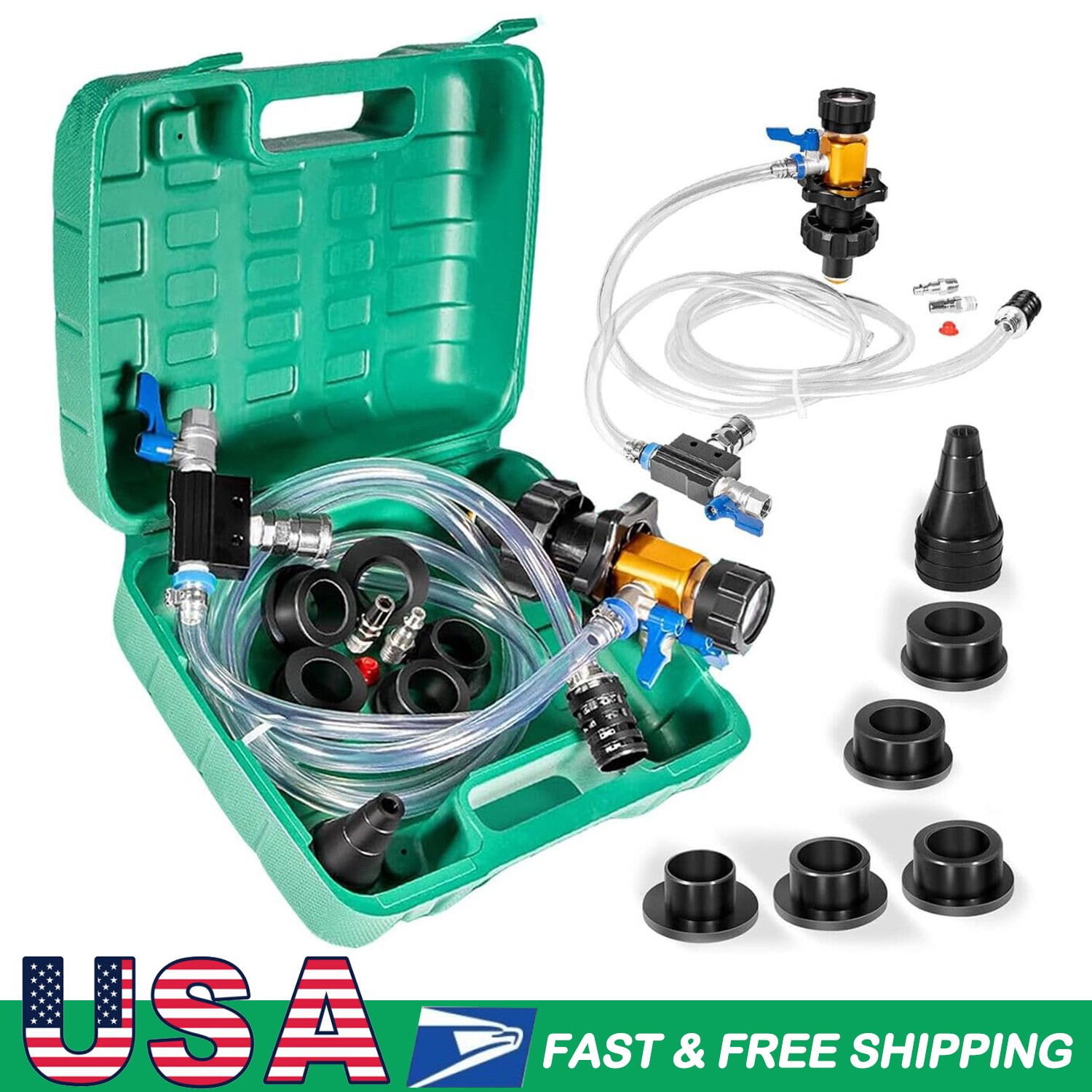 Universal Coolant System Refiller Kit 24444 Vacuum Leak Tester with 5 Adapters