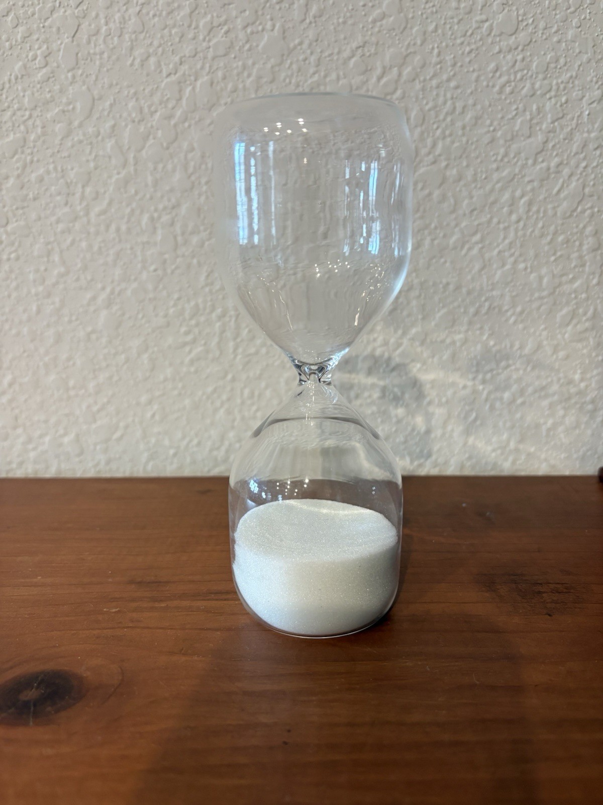 Vintage 6inch MCM Clear Glass Hourglass 3 Min Timer w/white Sand